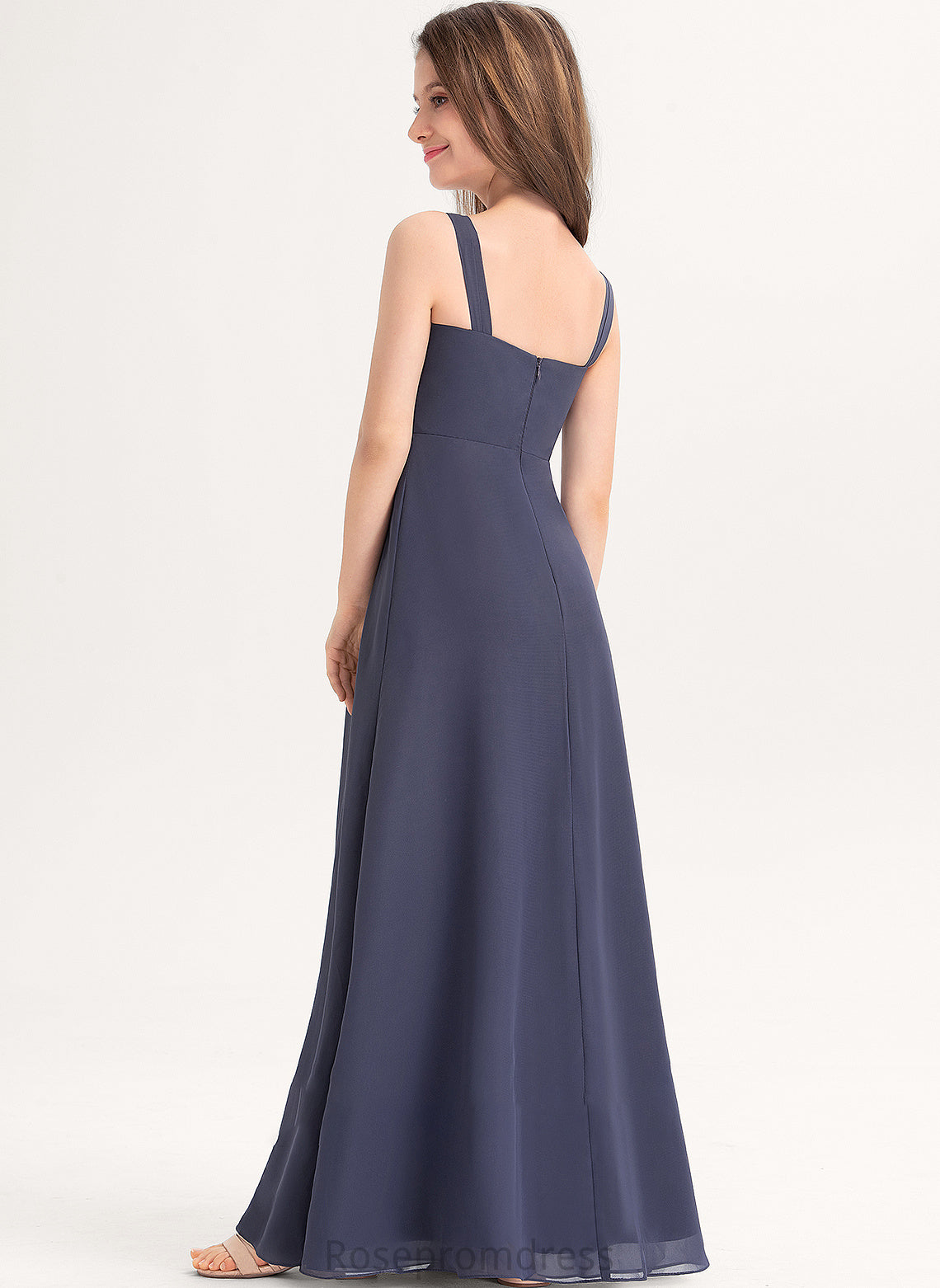 Junior Bridesmaid Dresses With Chiffon A-Line Charlee Ruffle Floor-Length Sweetheart