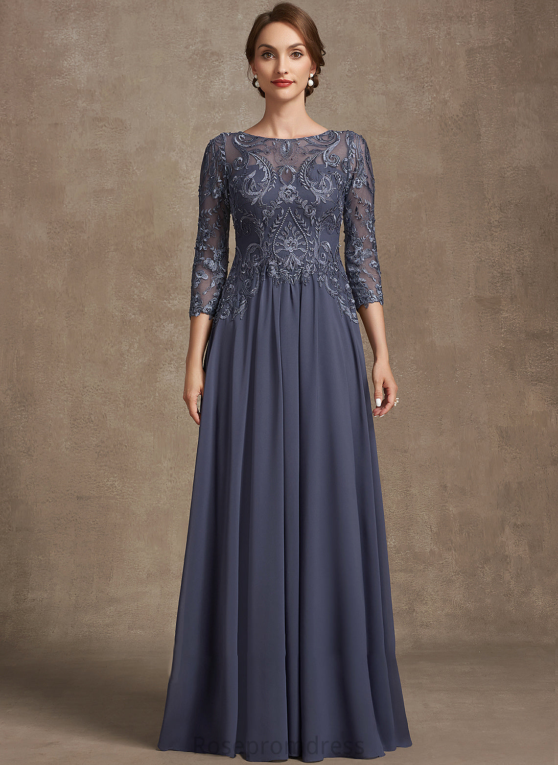 of Dress Neck Chiffon Scoop the Lace Mother of the Bride Dresses Bride Floor-Length Ximena A-Line Mother