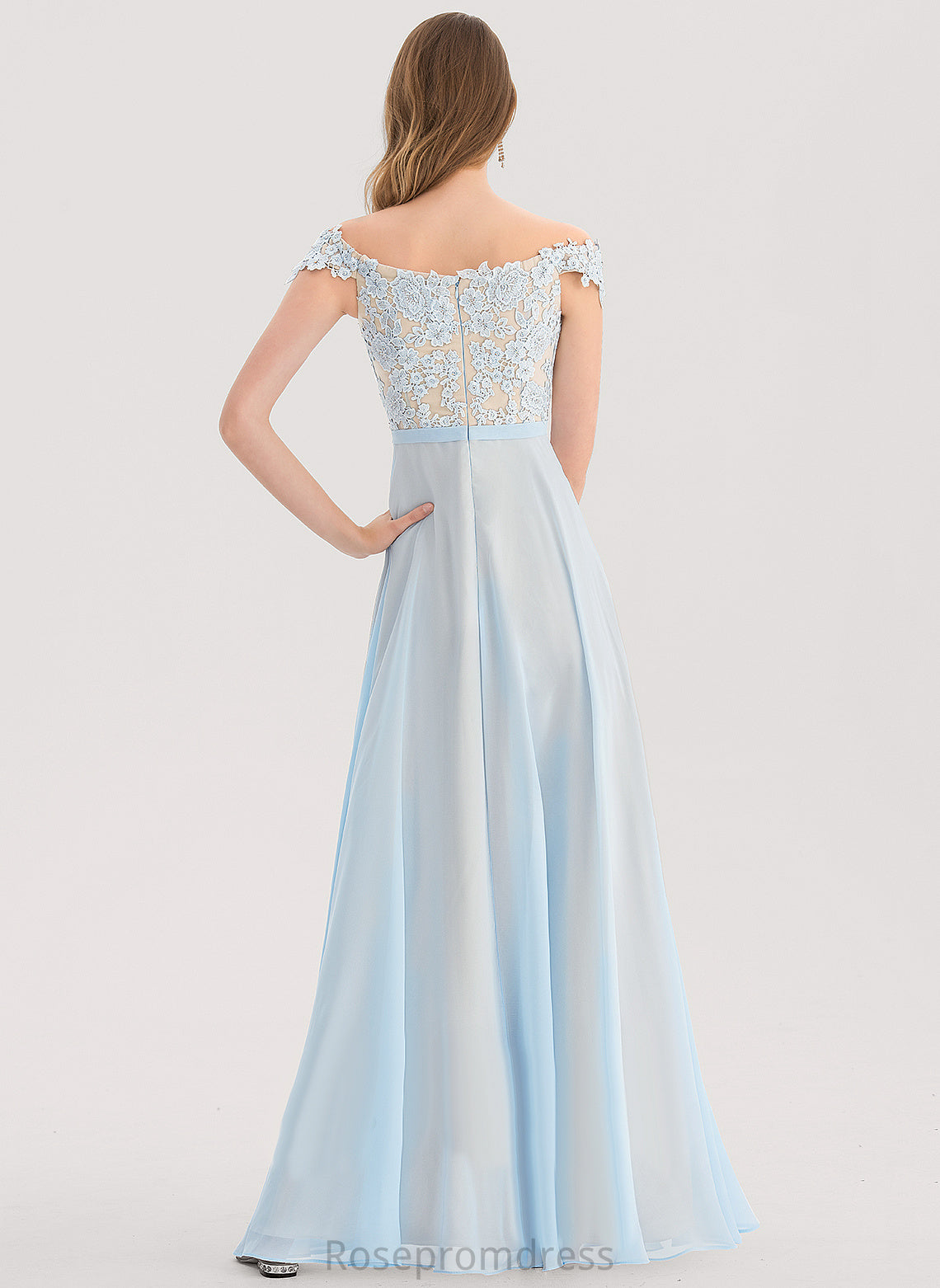 Sequins Prom Dresses With Off-the-Shoulder Jaylyn Beading A-Line Floor-Length Chiffon Lace