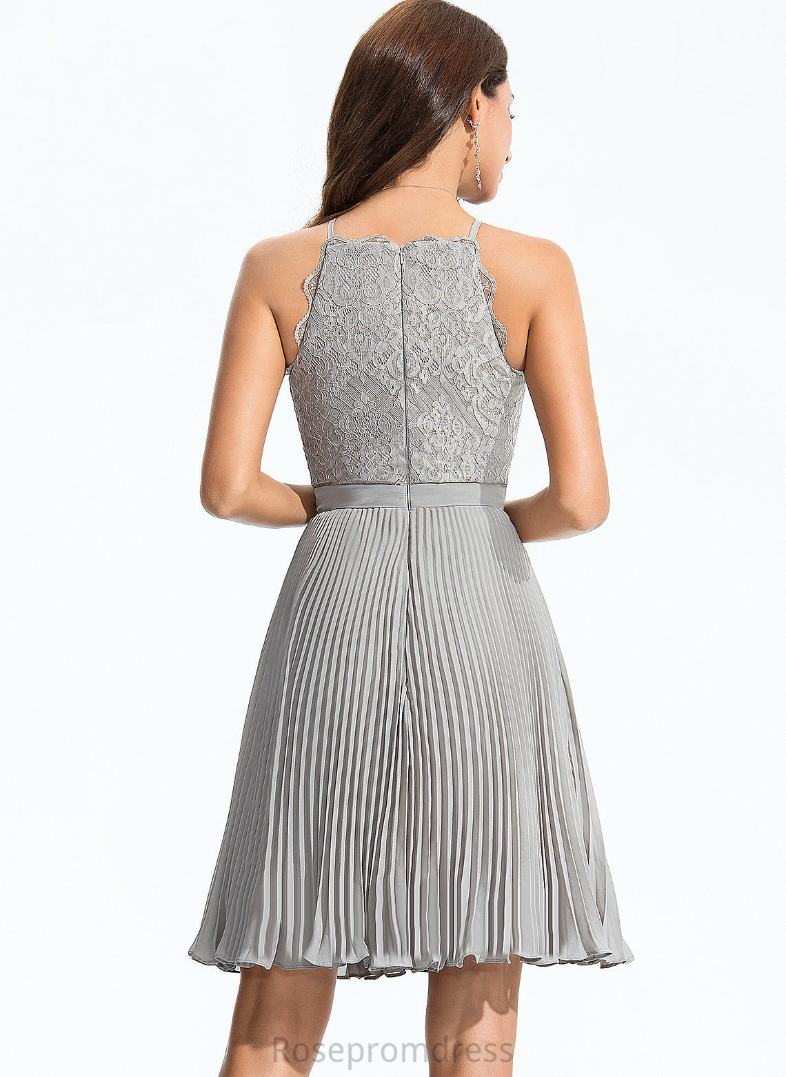 Chiffon Neck Homecoming Dresses Pleated Dress Knee-Length A-Line With Kennedy Homecoming Scoop