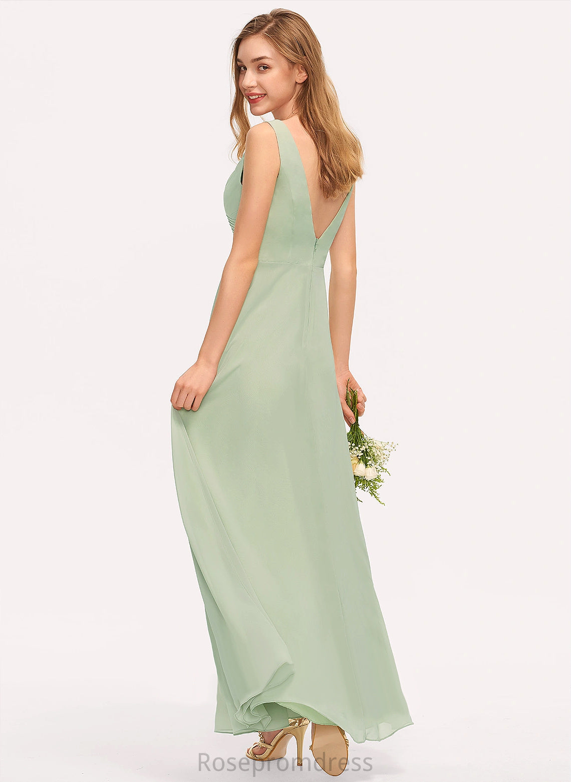 Fabric Floor-Length A-line Length Straps&Sleeves V-Neck Neckline Silhouette Emmalee One Shoulder Floor Length Natural Waist Bridesmaid Dresses