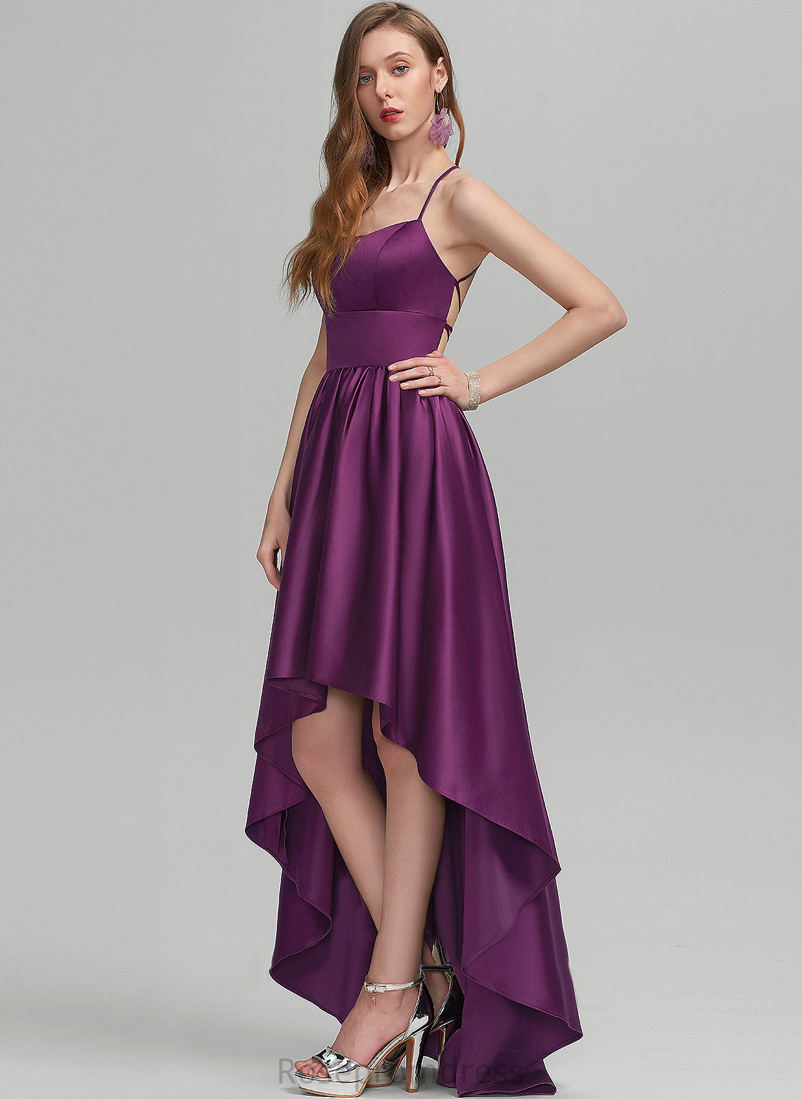 Square Alannah Ball-Gown/Princess Asymmetrical Satin Prom Dresses