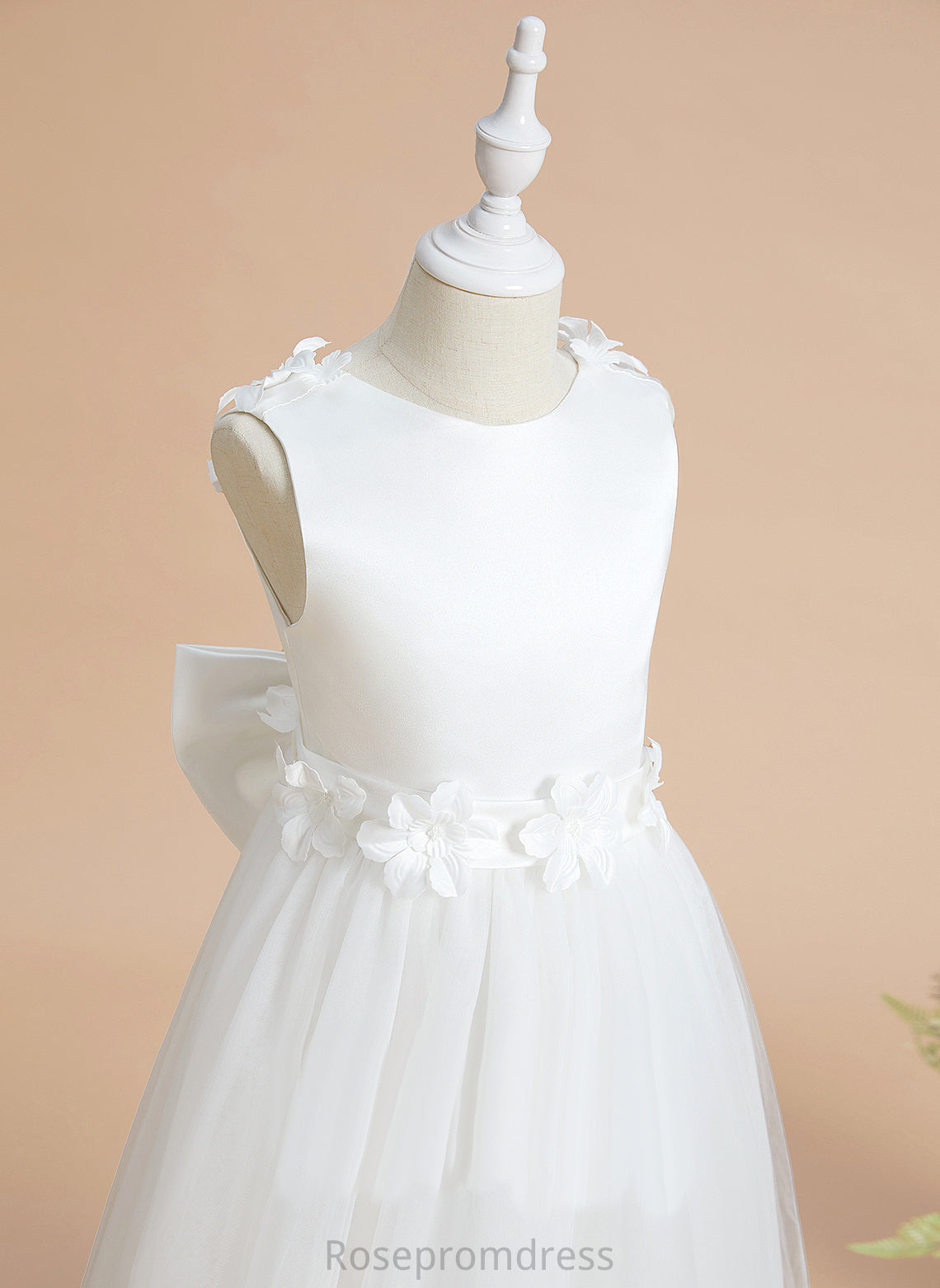 With Scoop Dress - Flower A-Line Flower Girl Dresses Neck Sleeveless Satin/Tulle Floor-length Malia Flower(s)/Bow(s) Girl