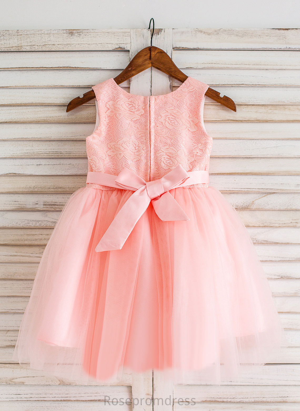 Girl Thalia Bow(s) Scoop Ball-Gown/Princess Flower Neck Dress Flower Girl Dresses With Knee-length Sleeveless Tulle/Lace