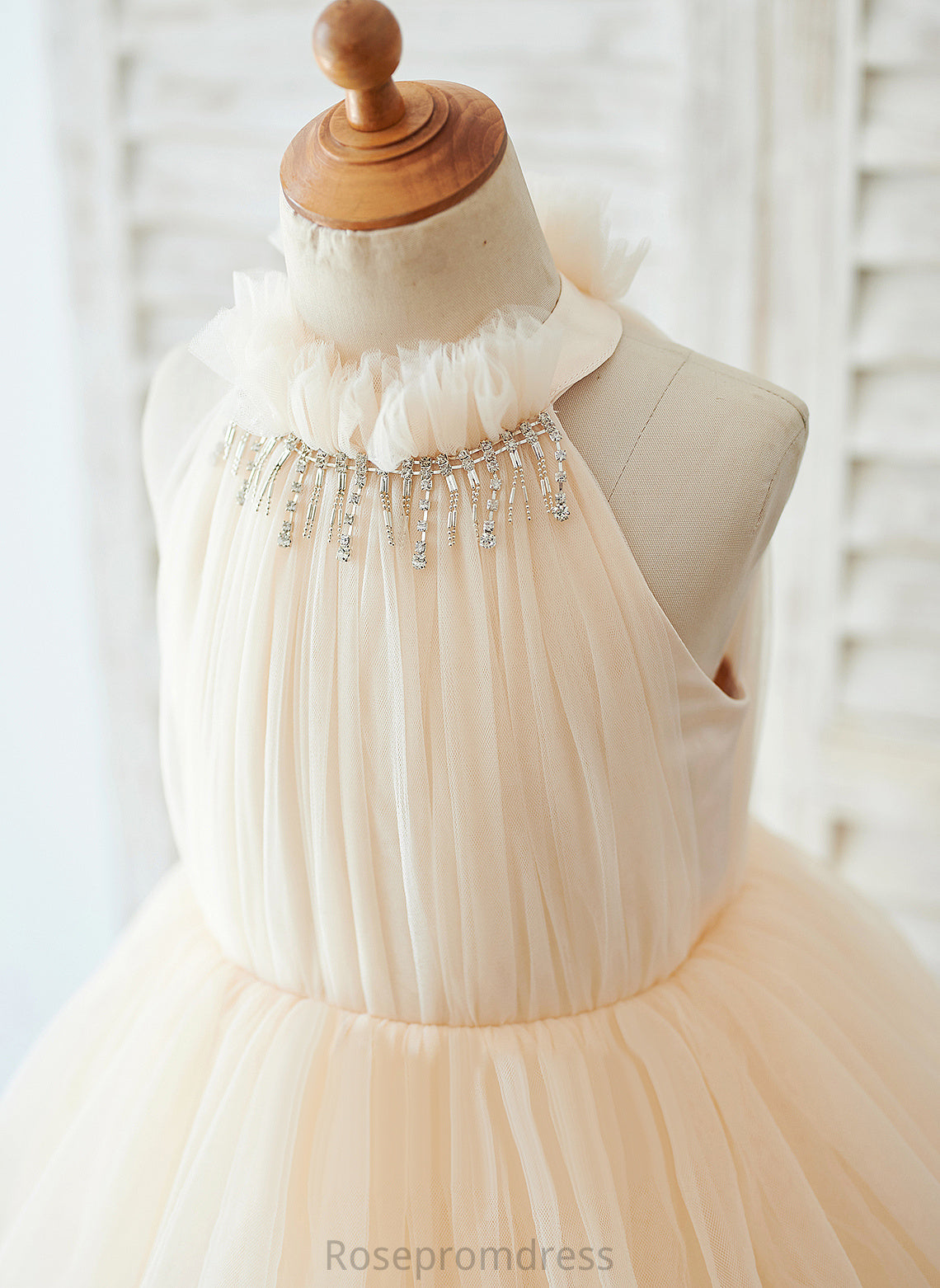 Floor-length Sleeveless Ball-Gown/Princess - Tulle Girl Flower Girl Dresses Neck Flower Dress High Renee