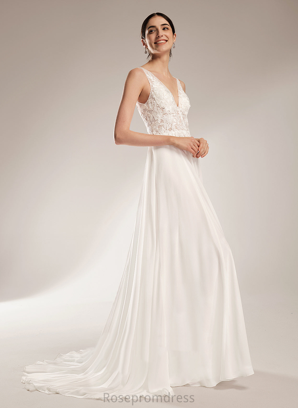 Wedding Dresses Beading Dress V-neck Chiffon Shyla Train Court Sequins Lace With A-Line Wedding