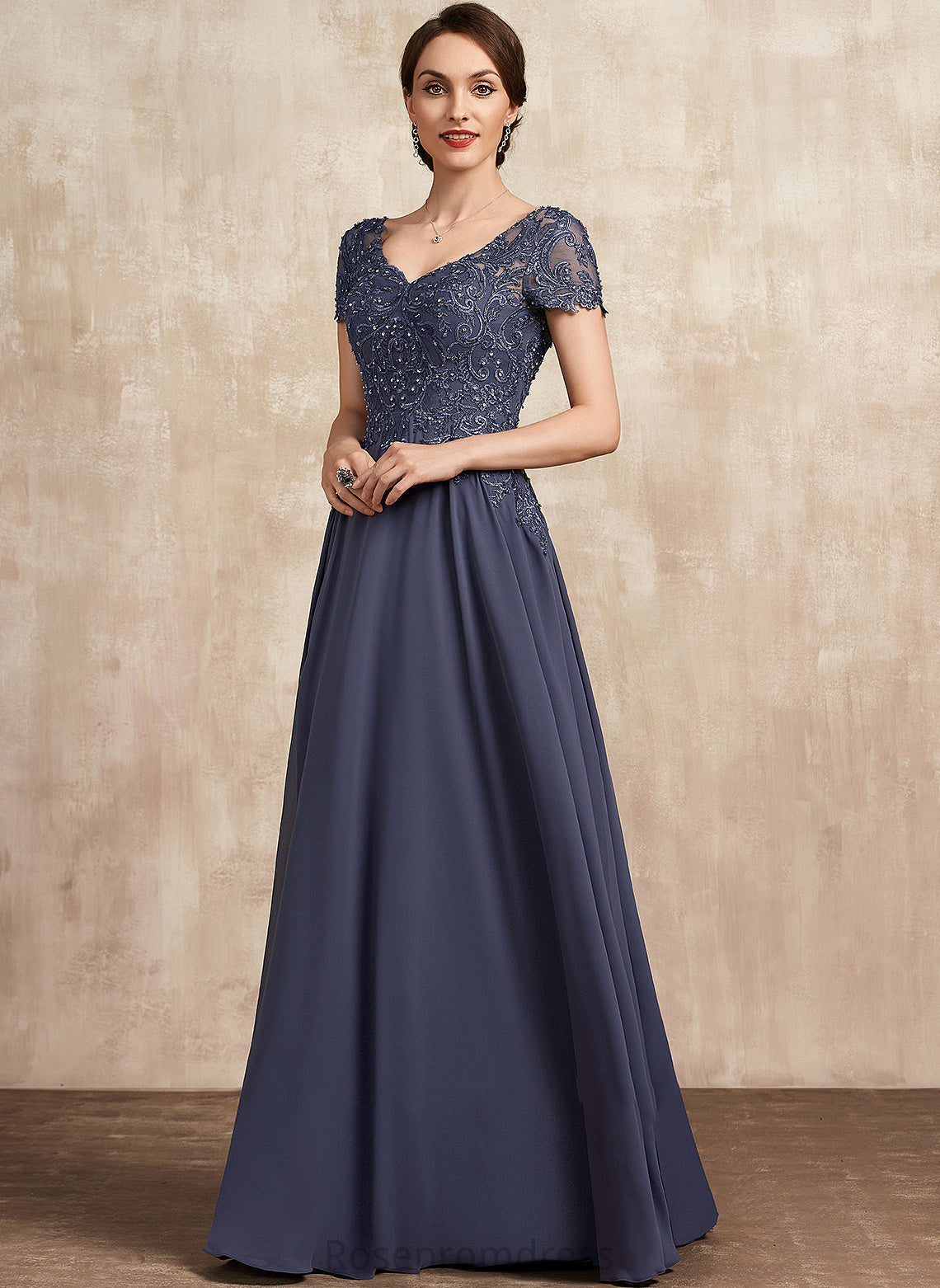 Sequins Mother of the Bride Dresses Dress Jazlene V-neck Chiffon Bride the Lace A-Line Mother Beading With of Floor-Length