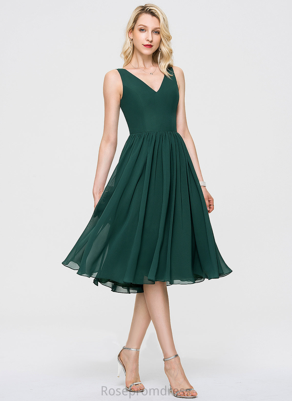 Dress Emely Knee-Length Cocktail Chiffon A-Line V-neck Cocktail Dresses