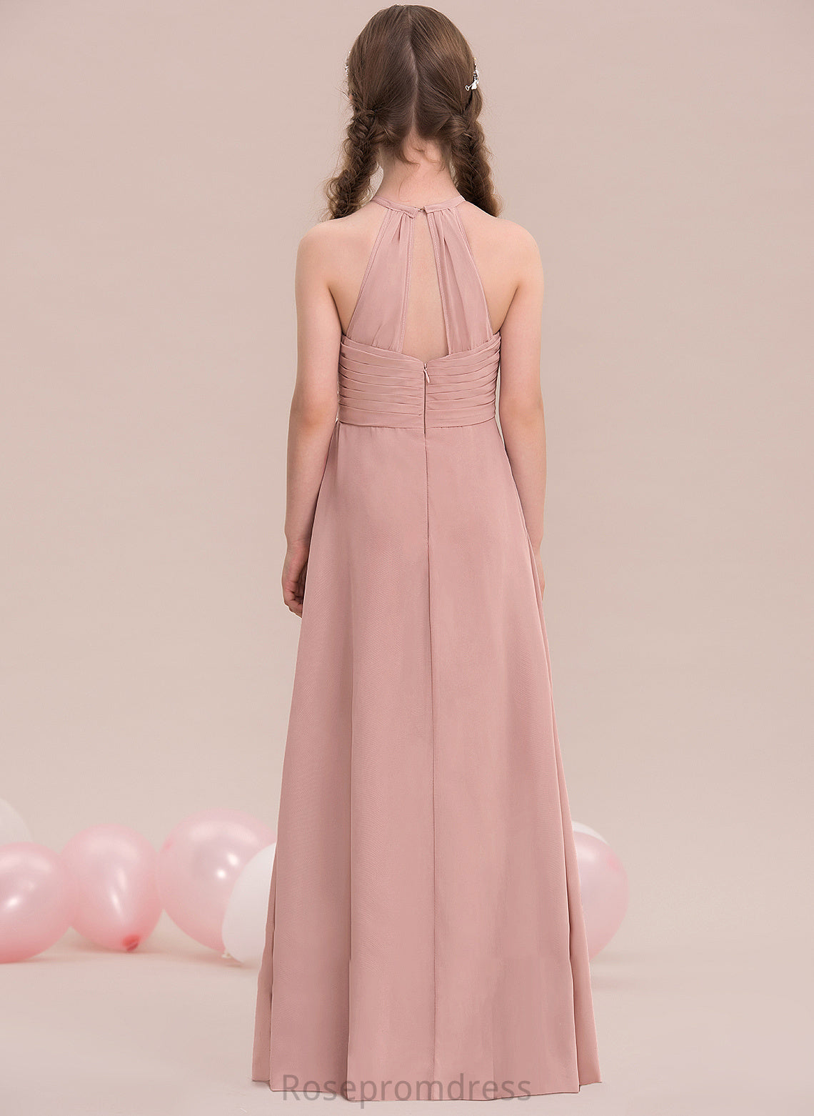 With Chiffon Floor-Length Ruffle Macie Junior Bridesmaid Dresses A-Line Scoop Neck