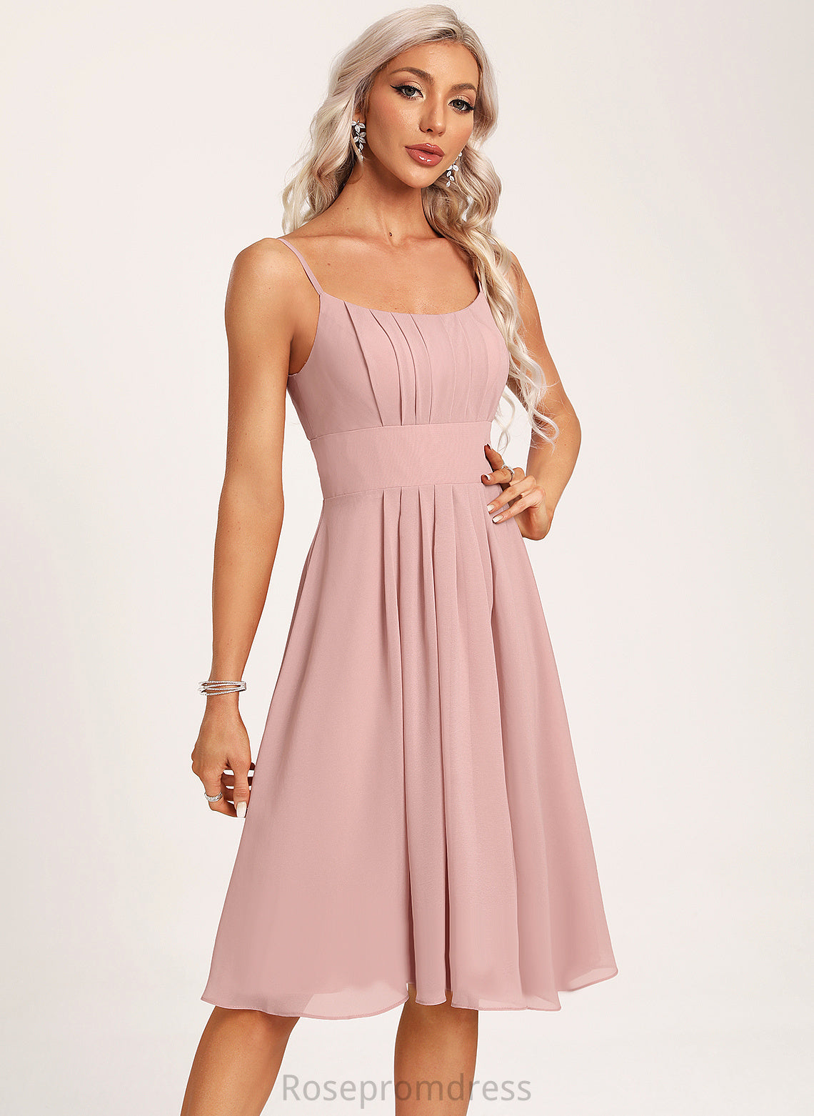 Silhouette Length Scoop Fabric Knee-Length Straps&Sleeves Neckline A-Line Norma Bridesmaid Dresses