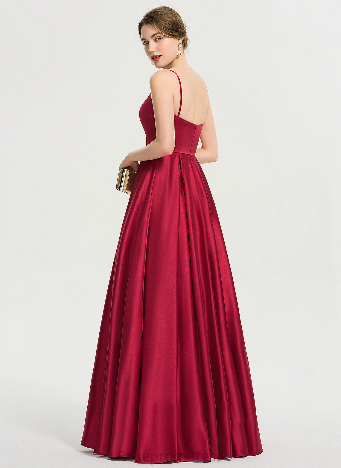 Floor-Length Satin Square Fabric Neckline Silhouette A-Line Straps&Sleeves Length Isis Bridesmaid Dresses