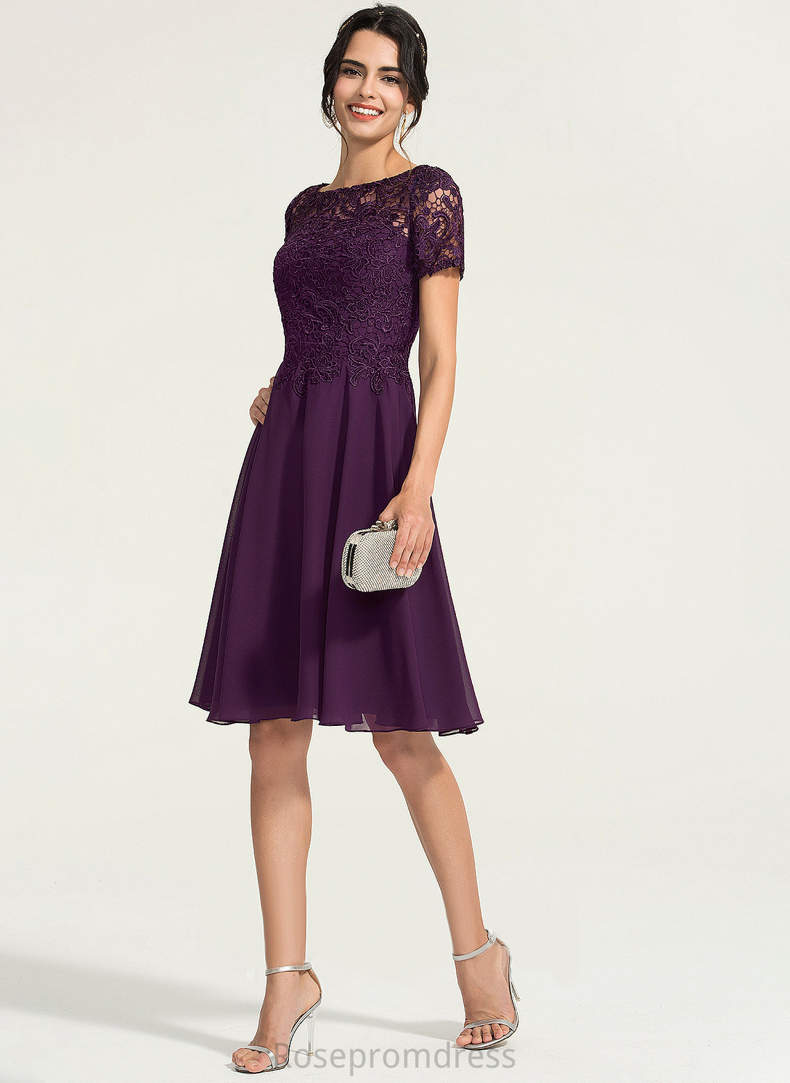 Knee-Length A-Line Chiffon Sofia Scoop Cocktail Lace Dress Neck Cocktail Dresses