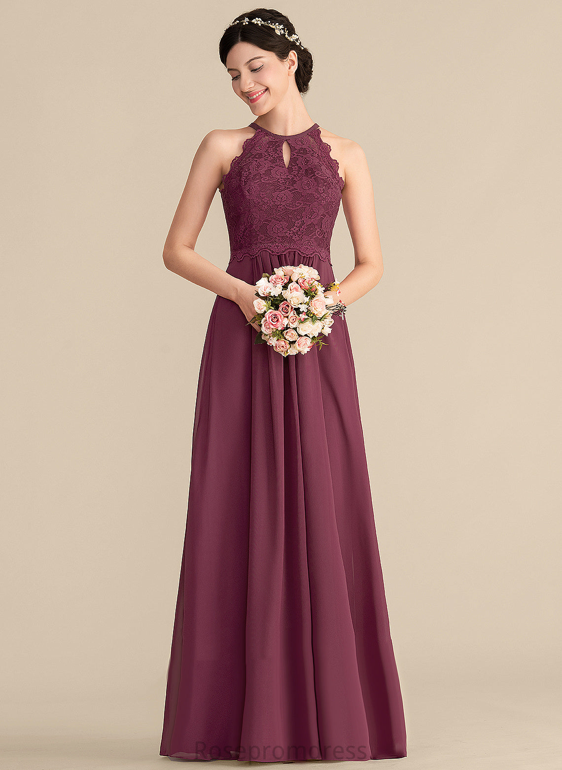 Jane Prom Dresses A-Line Scoop Lace Chiffon Floor-Length