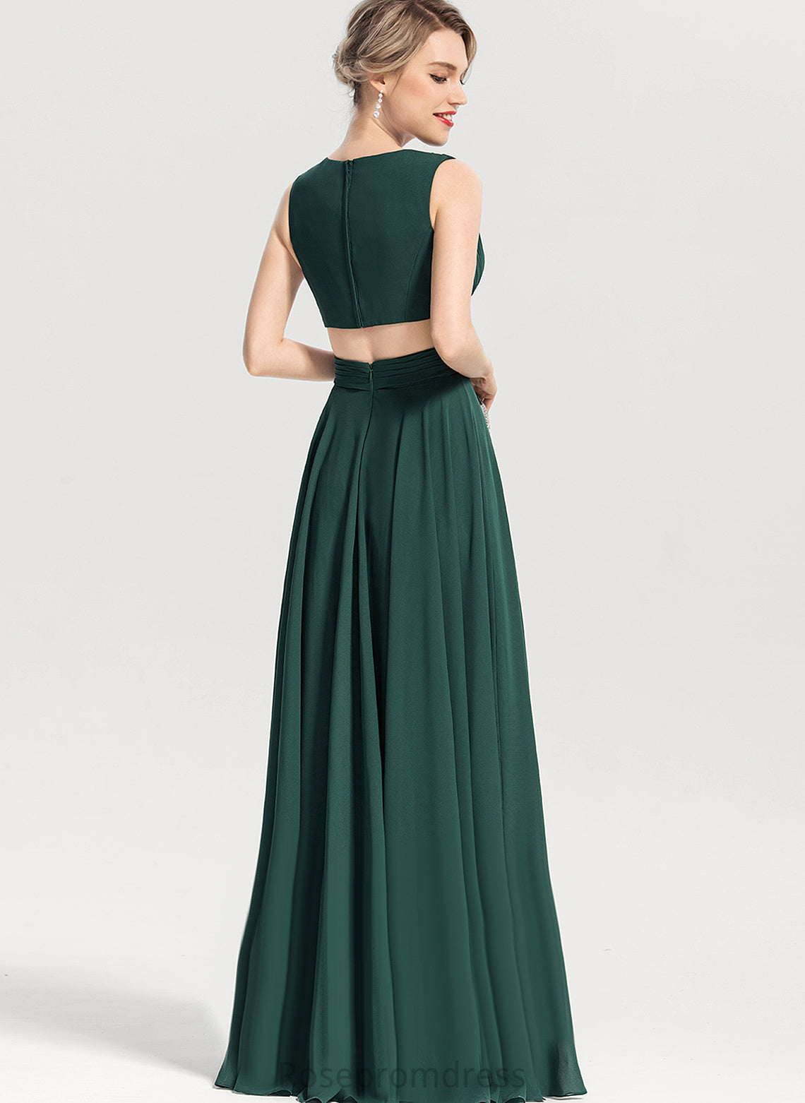 A-Line Floor-Length Silhouette Neckline Pleated Length Fabric V-neck Embellishment Lizeth Bridesmaid Dresses