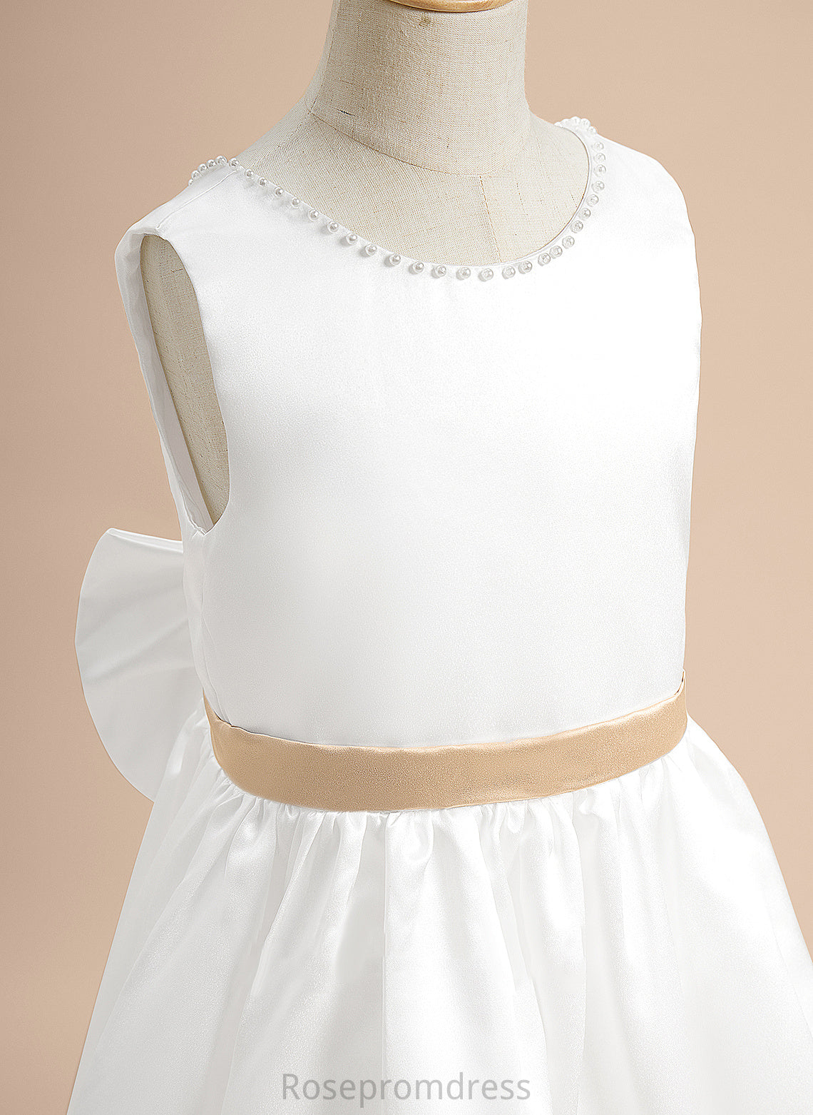 Girl Dress Flower Girl Dresses - Sleeveless Deborah A-Line With Satin Sash/Beading/Flower(s)/Bow(s) Scoop Neck Flower Tea-length