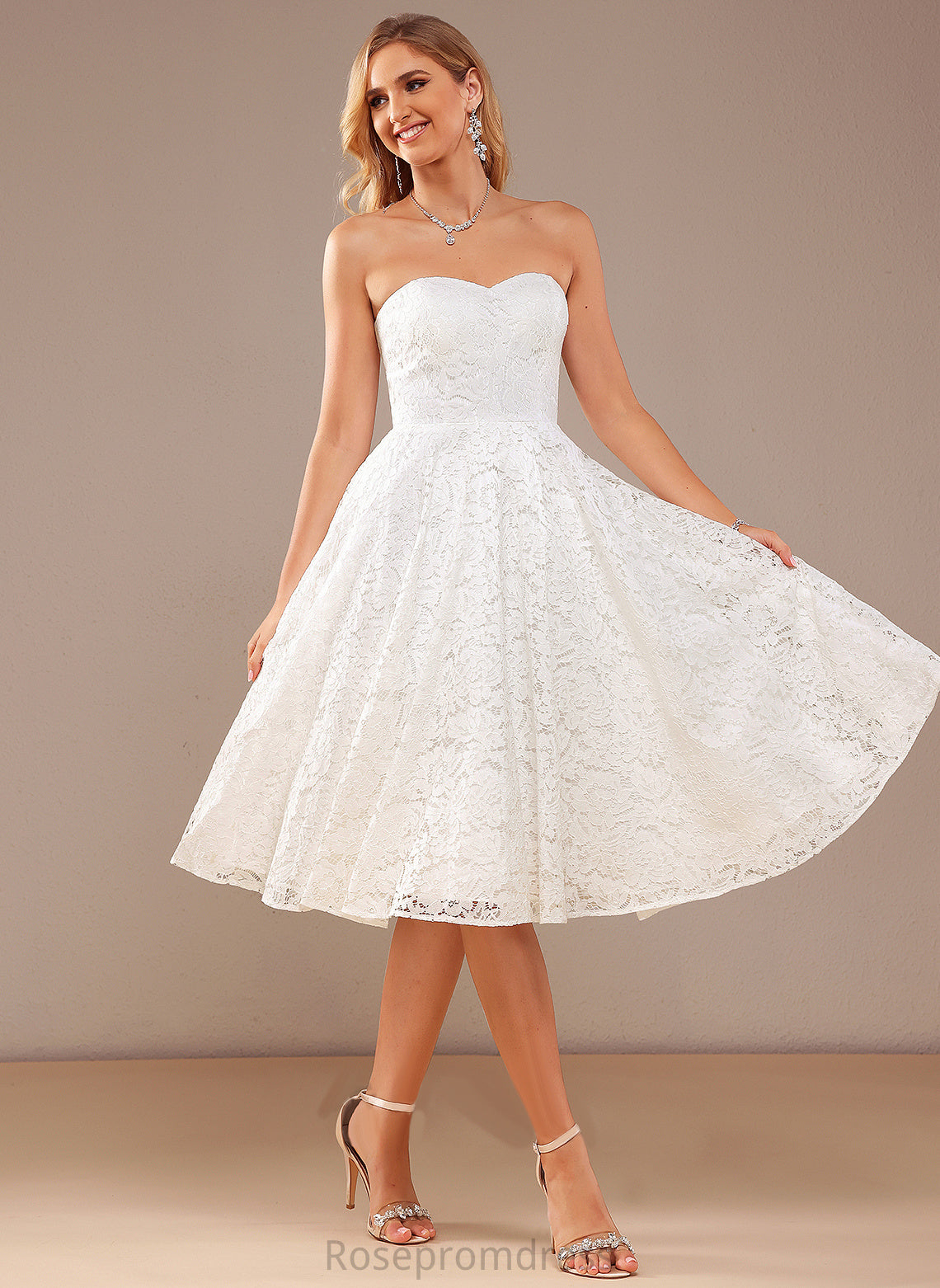 Cassandra A-Line Dress Lace Wedding Sweetheart Knee-Length Wedding Dresses