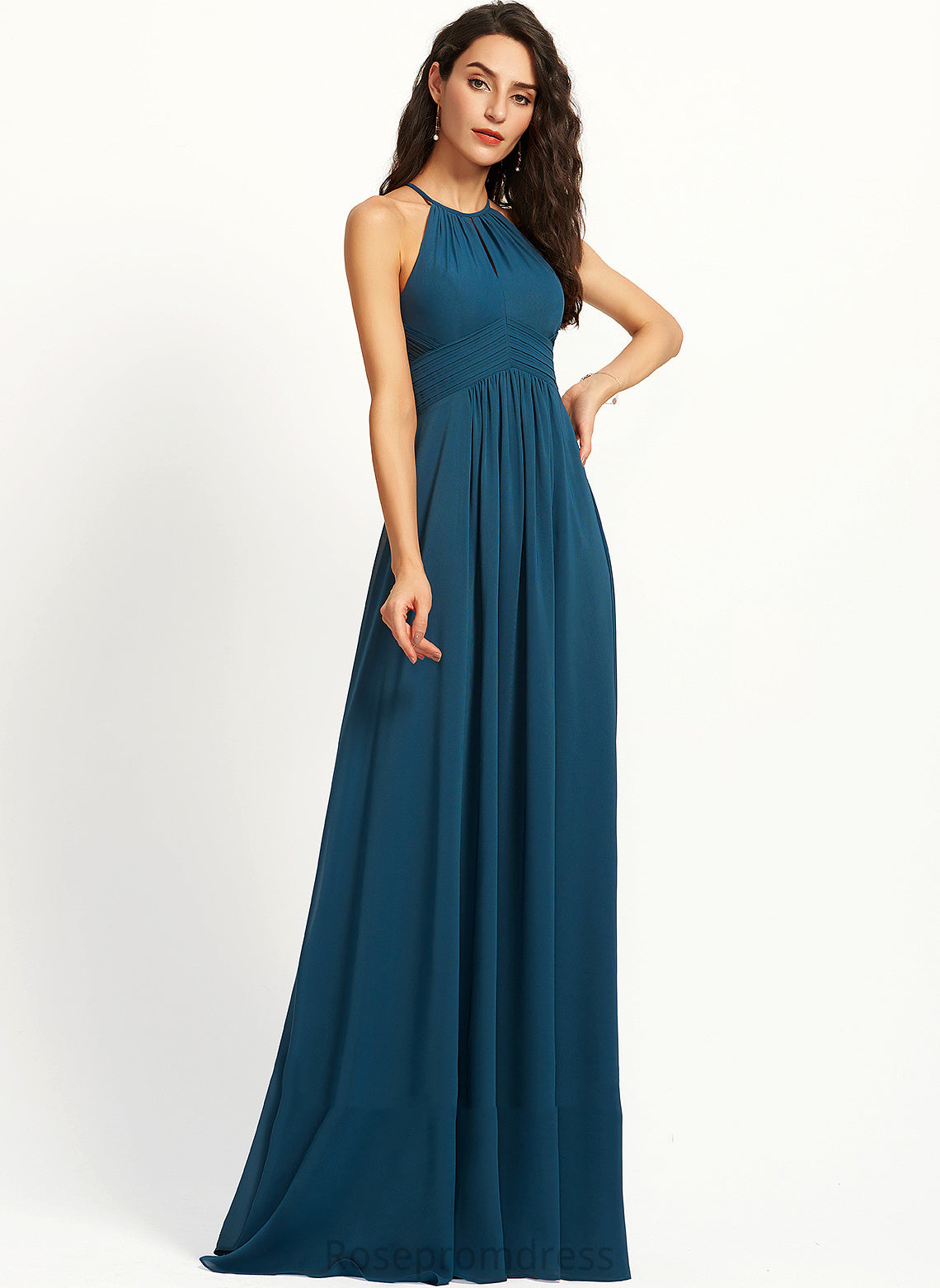 Fabric Neckline A-Line Floor-Length Silhouette Embellishment Length ScoopNeck Ruffle Noelle Bridesmaid Dresses