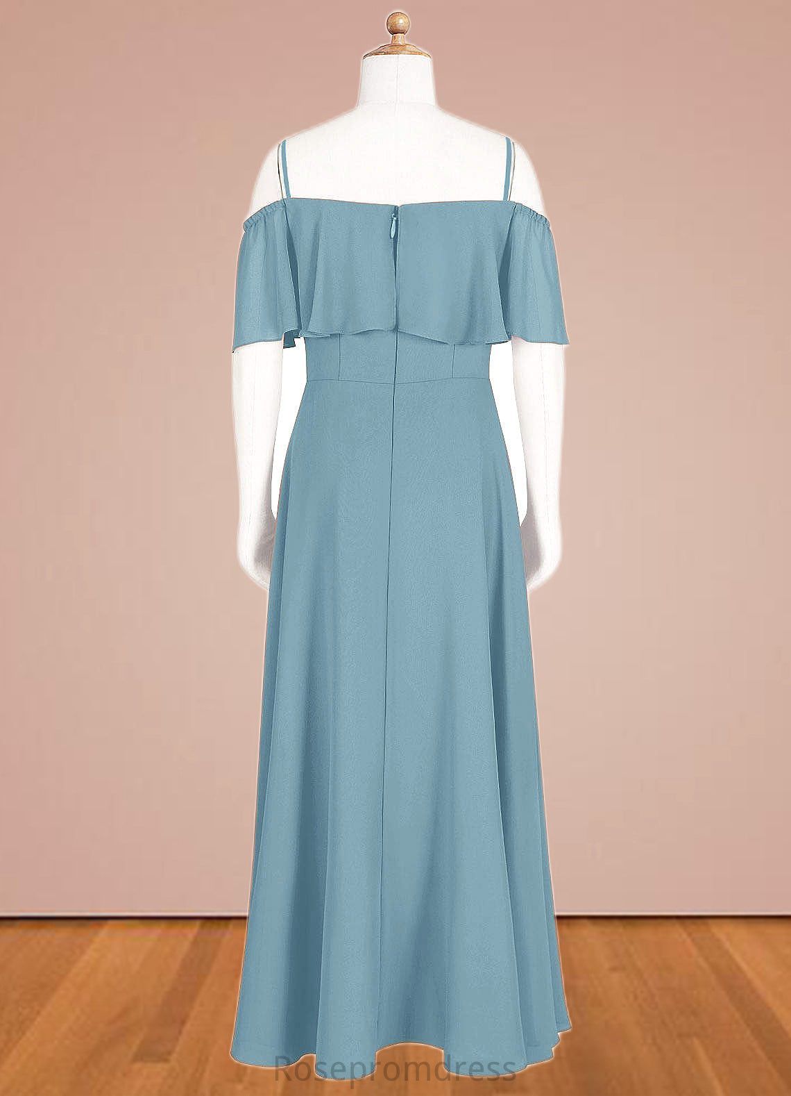 Keira A-Line Off the Shoulder Chiffon Floor-Length Junior Bridesmaid Dress SRSP0019973