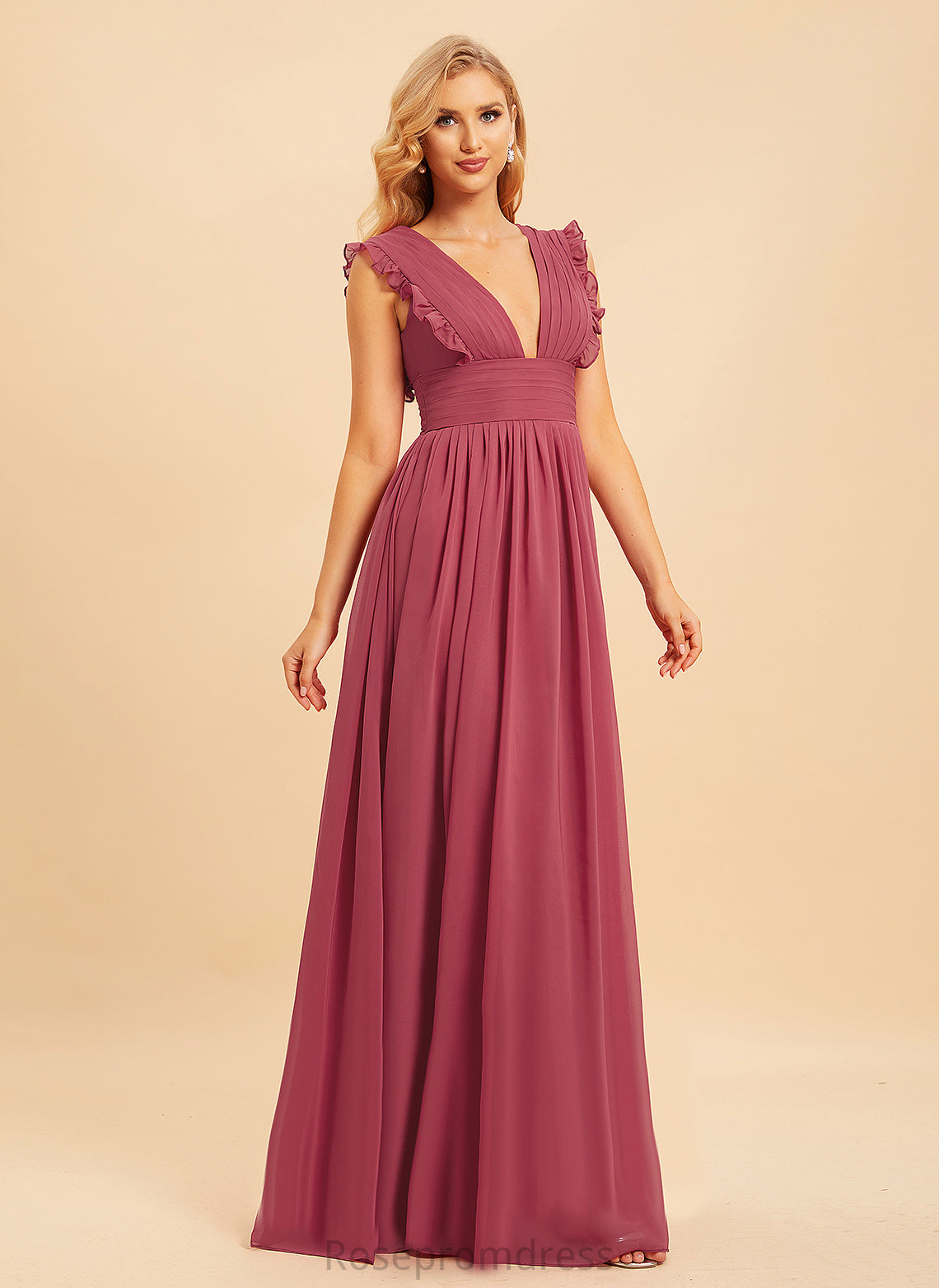 Straps&Sleeves Neckline A-line V-Neck Length Floor-Length Silhouette Fabric Krystal Natural Waist Floor Length Sleeveless Bridesmaid Dresses