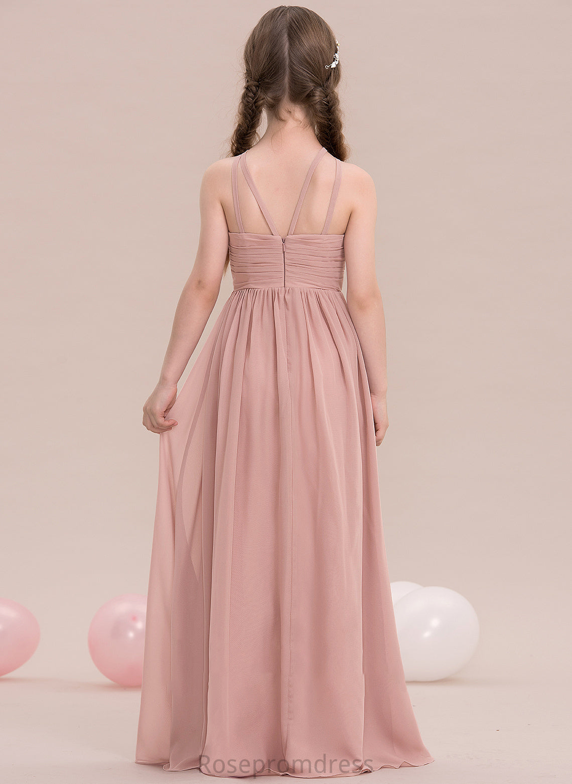 Scoop With A-Line Alannah Chiffon Neck Floor-Length Ruffle Junior Bridesmaid Dresses