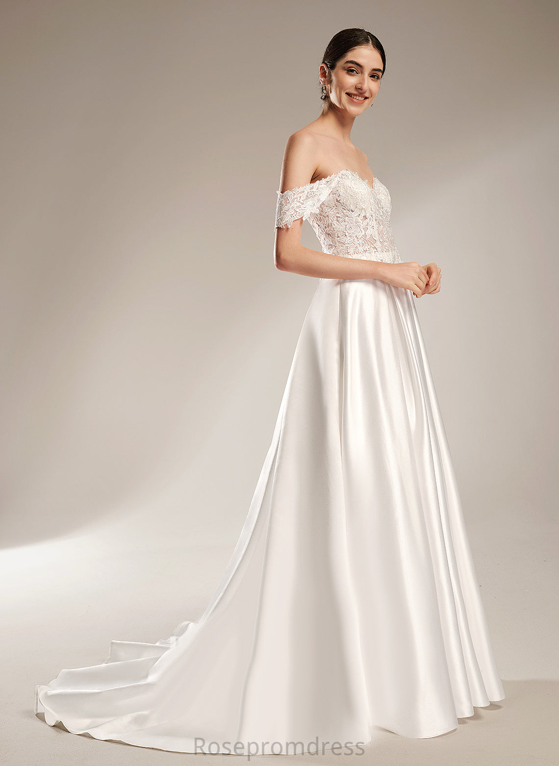 Wedding Ball-Gown/Princess Sweetheart Satin Sequins Train Dress Lace With Wedding Dresses Carleigh Chapel