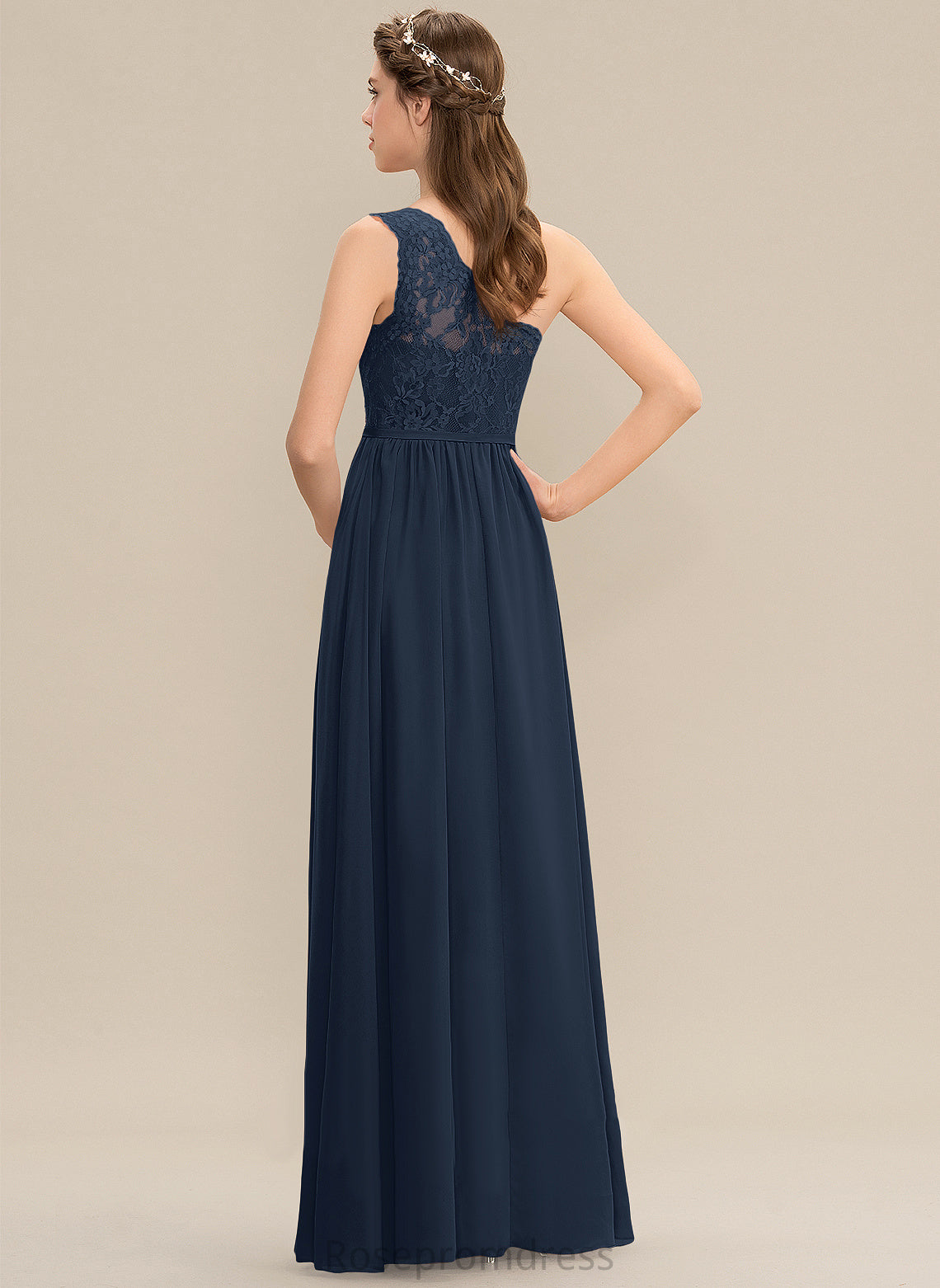 Lace Length A-line Silhouette OneShoulder Floor-Length Neckline Straps&Sleeves Fabric Naima Natural Waist A-Line/Princess Bridesmaid Dresses