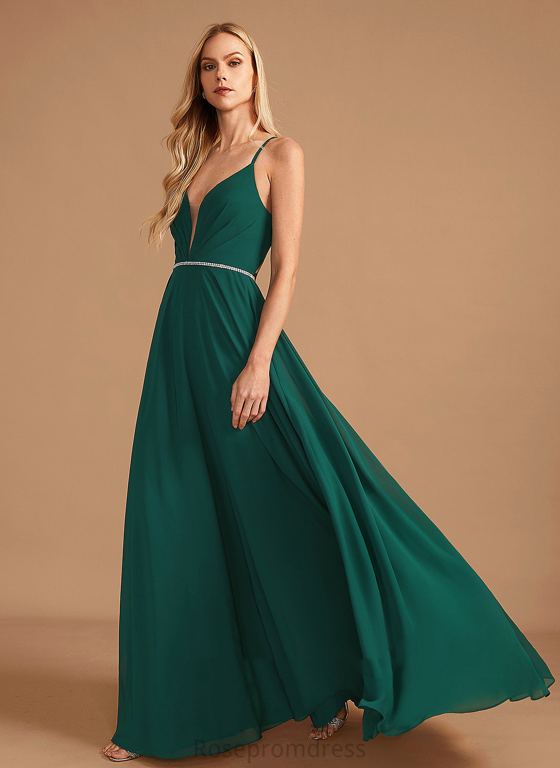 Silhouette A-Line Fabric Length Floor-Length V-neck Neckline Embellishment Beading Gertie Bridesmaid Dresses