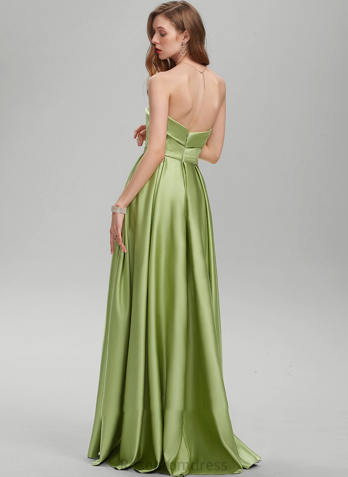 Prom Dresses Lilliana Split Strapless Satin Ball-Gown/Princess Pockets Front With Floor-Length