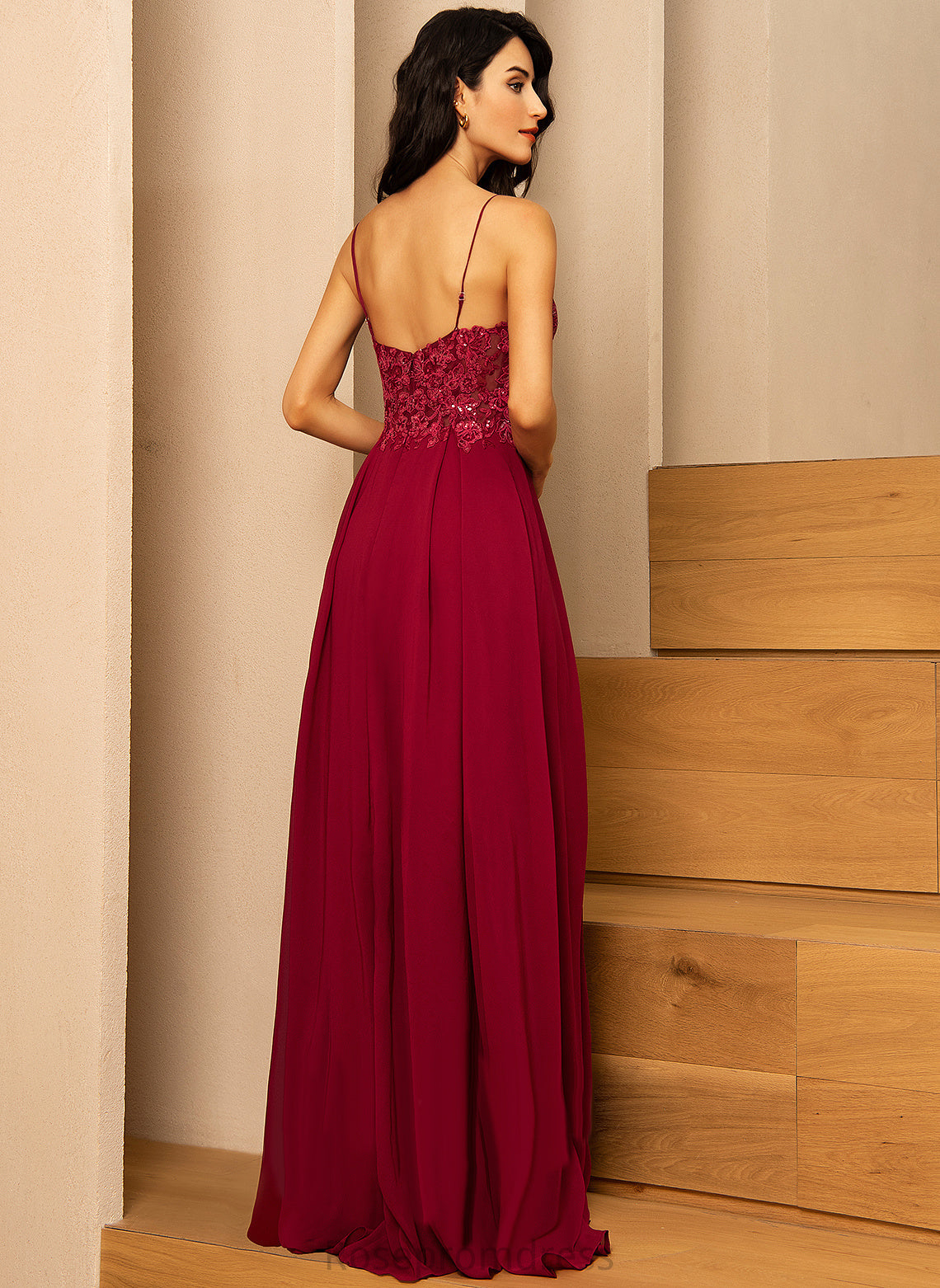 V-neck Floor-Length A-Line Embellishment Sequins Length Neckline Fabric Silhouette Keira Bridesmaid Dresses