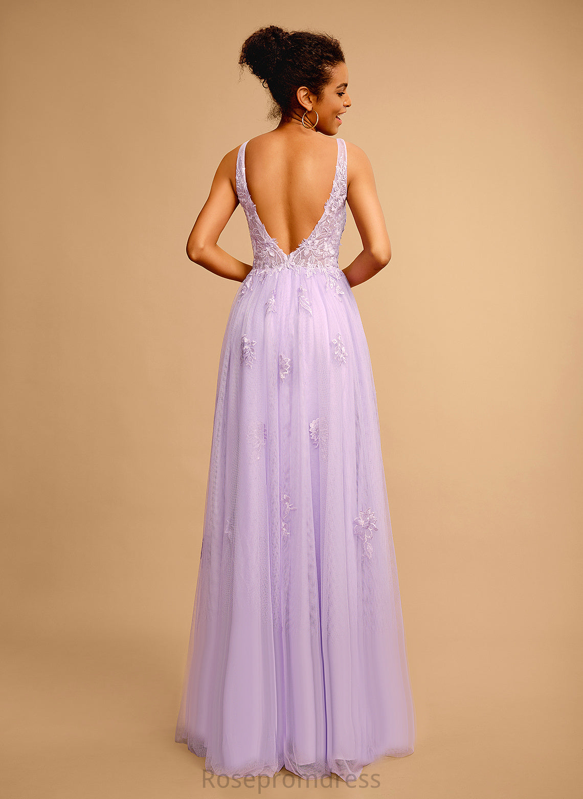 Hanna Tulle Prom Dresses Lace Ball-Gown/Princess V-neck Floor-Length