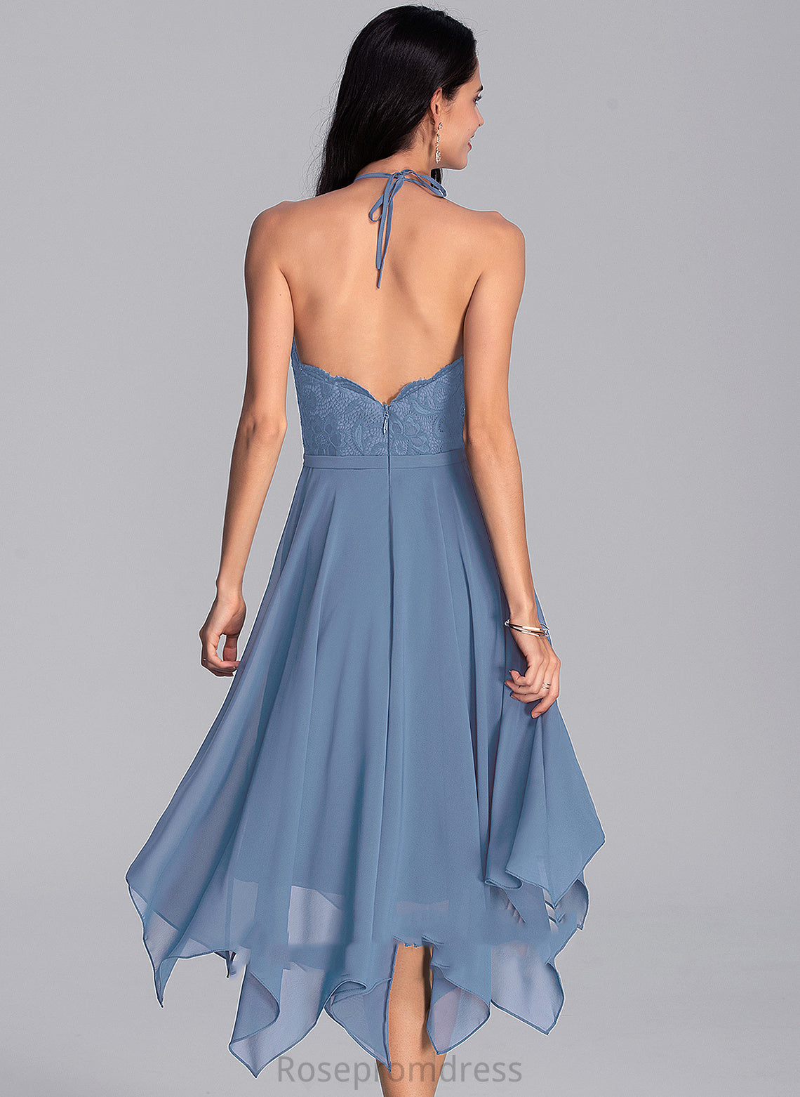 Homecoming Dresses Chiffon Halter With Nyla Lace A-Line Homecoming Dress Asymmetrical