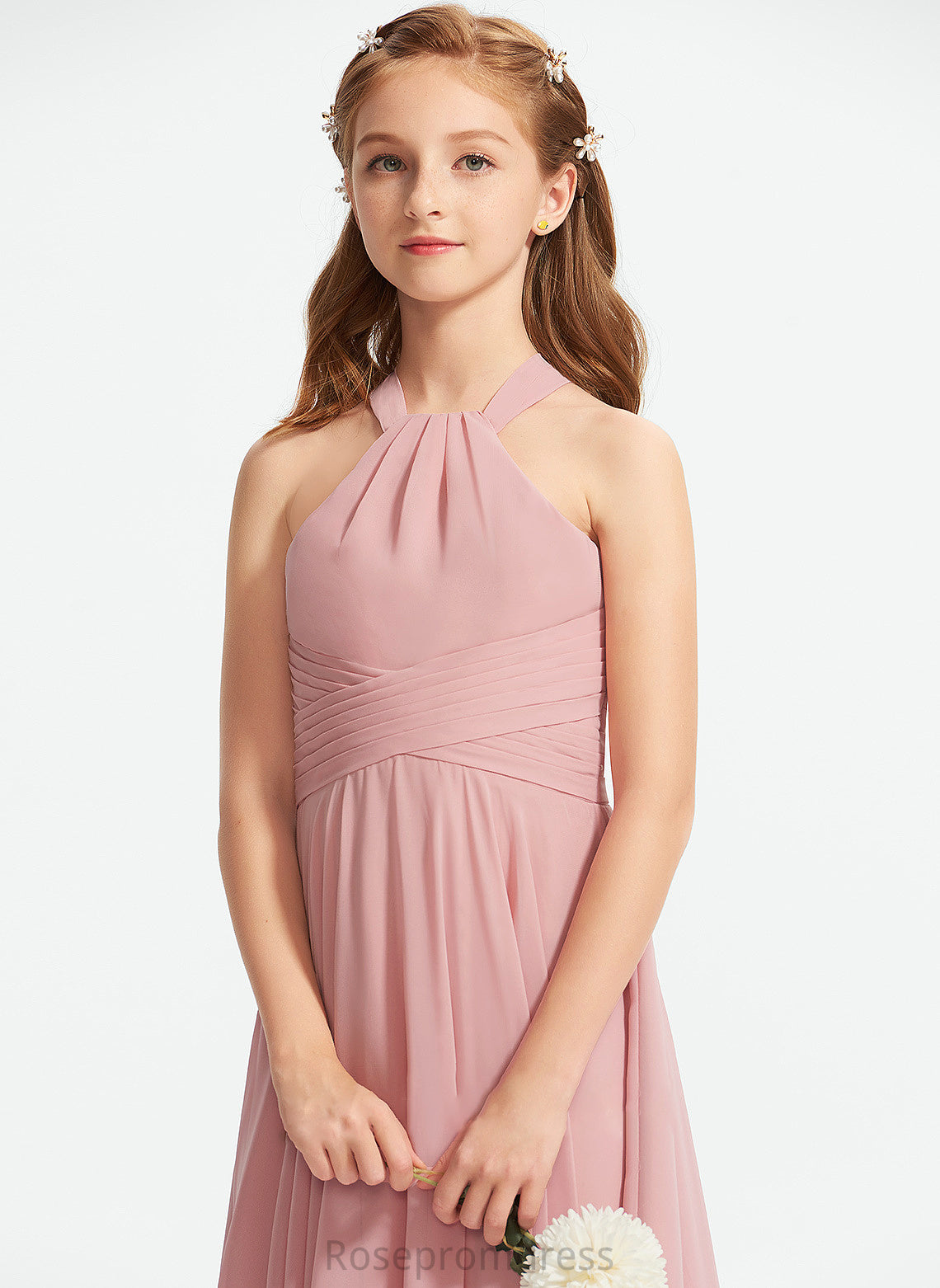 Chiffon Ruffle Square Poll With A-Line Neckline Junior Bridesmaid Dresses Floor-Length