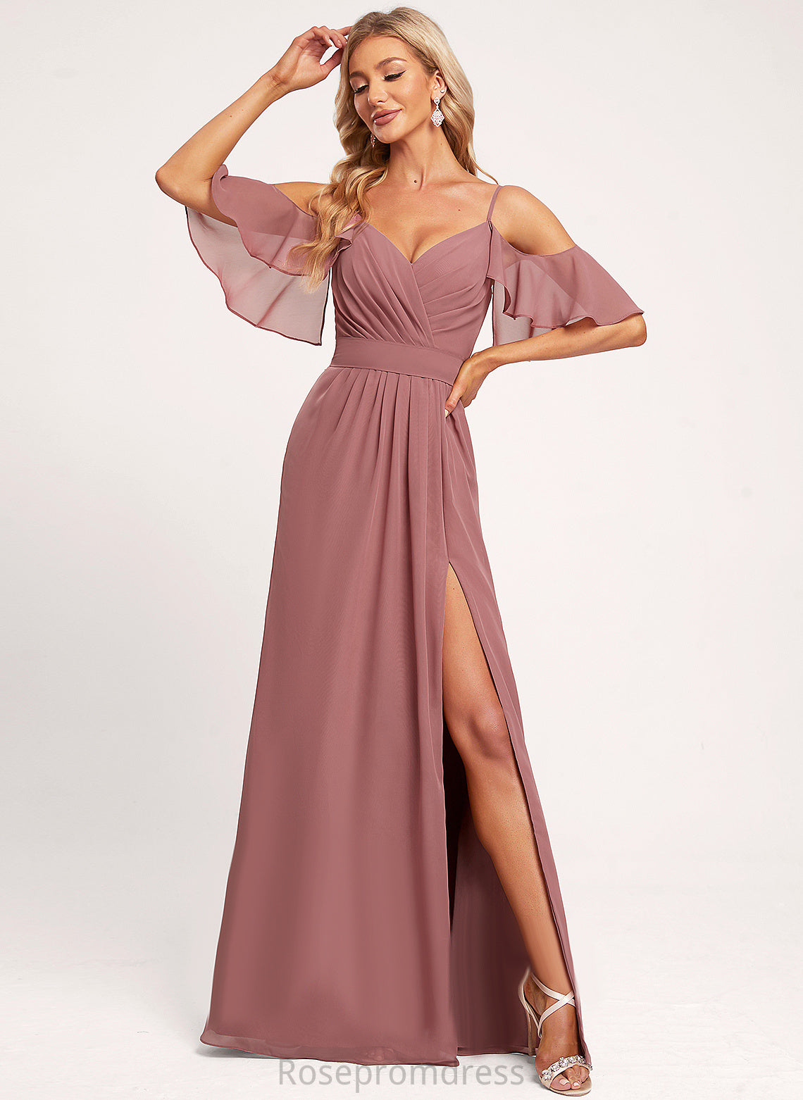 Silhouette Fabric V-Neck Neckline Floor-Length A-line Straps&Sleeves Length Jazlene Bridesmaid Dresses