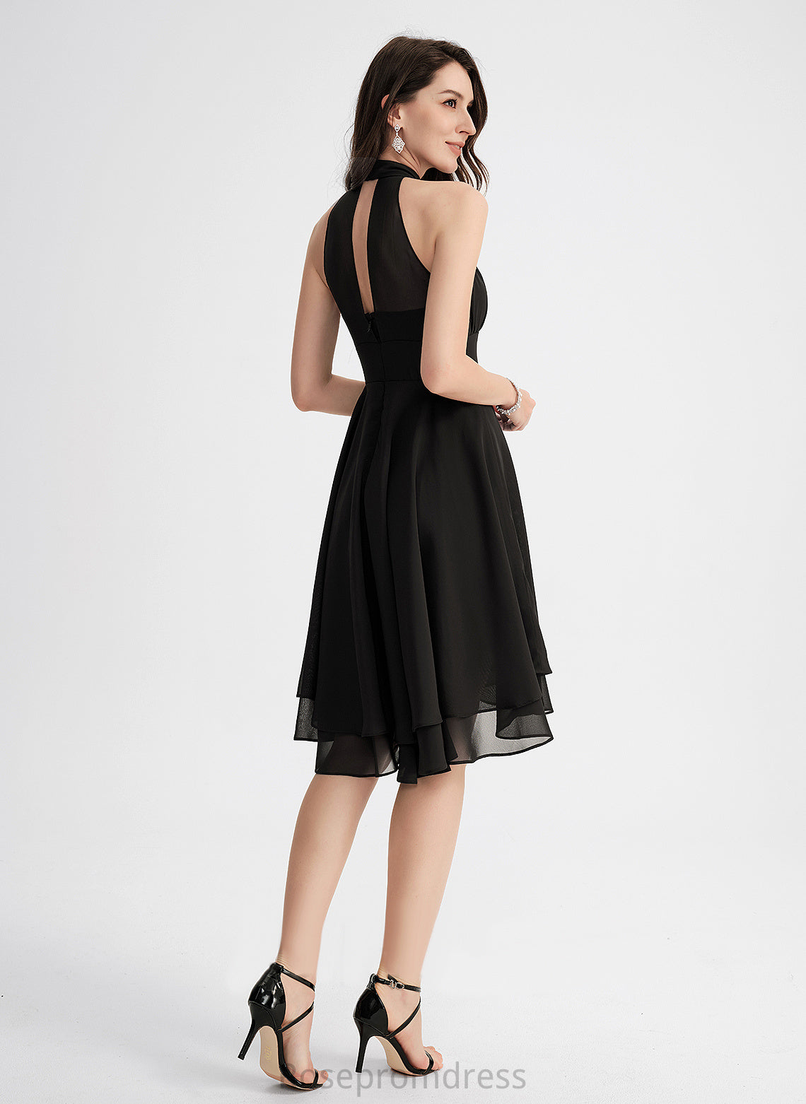 Dress Chiffon Kassidy A-Line Asymmetrical Neck Pleated With Cocktail Scoop Cocktail Dresses