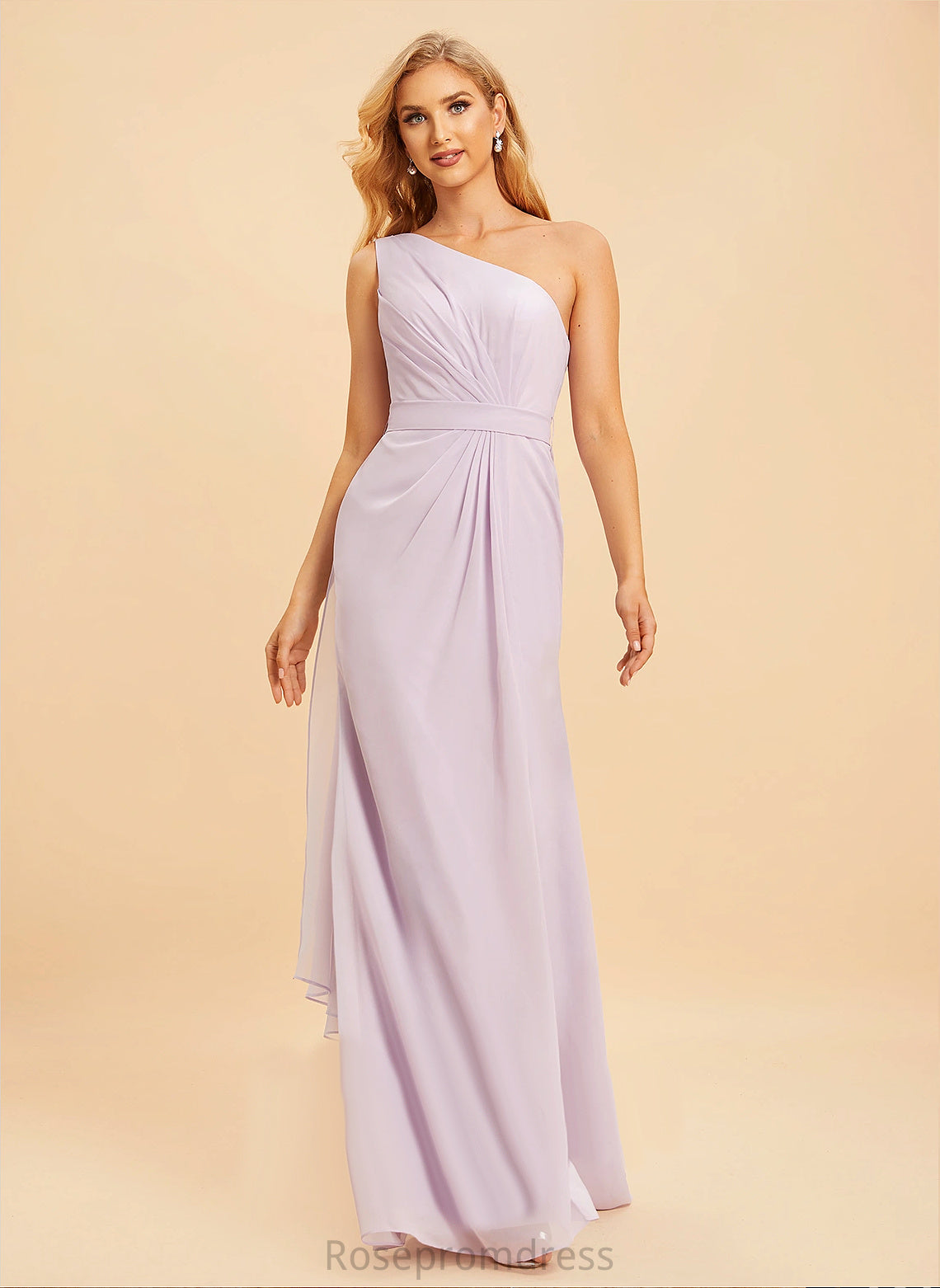 Length Straps&Sleeves Neckline Fabric Floor-Length Silhouette OneShoulder A-line Stacy Bridesmaid Dresses