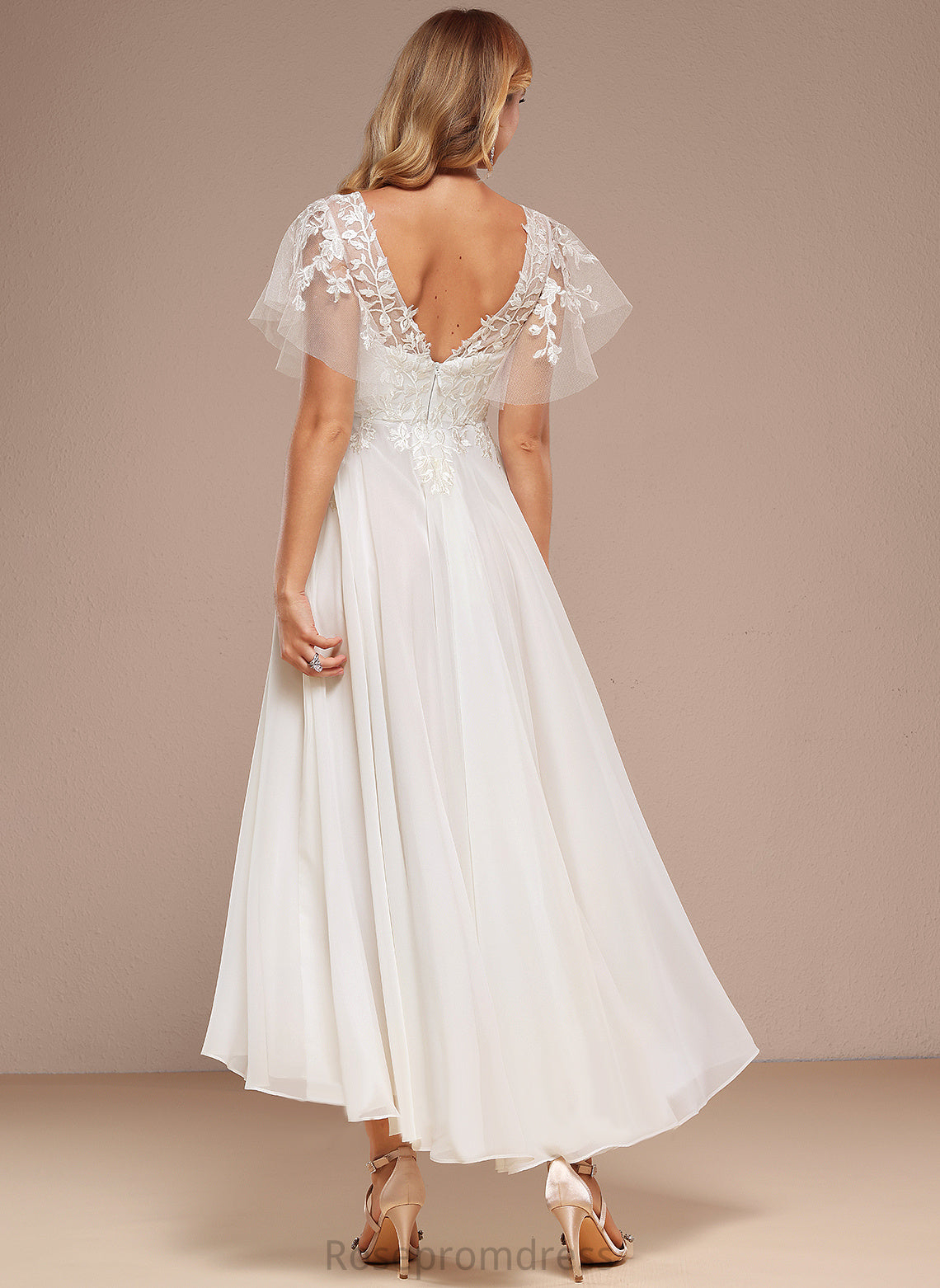 Asymmetrical With Wedding Dresses Wedding Lace Ruffle Serena Dress A-Line V-neck Tulle