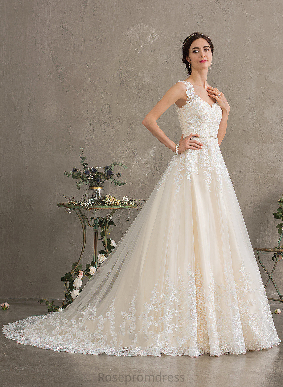 Sequins Tulle Wedding Train Court Lace Dress With Beading Sibyl Ball-Gown/Princess Sweetheart Wedding Dresses