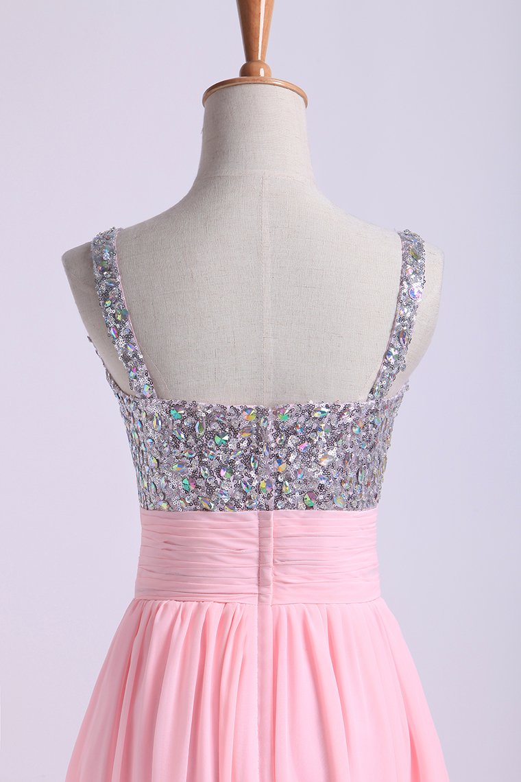 2024 Homecoming Dresses Straps Chiffon Short With Beading