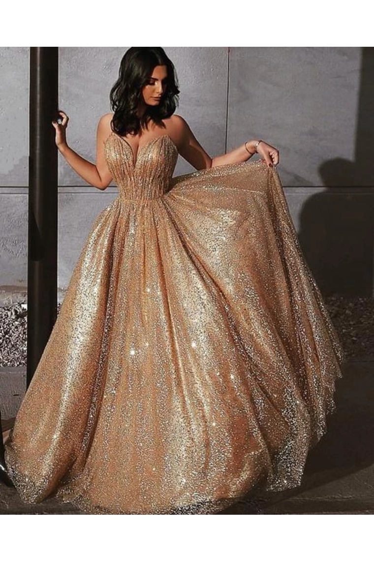 Sparkly A Line Elegant Court Train Prom Dress, Evening Party Dresses