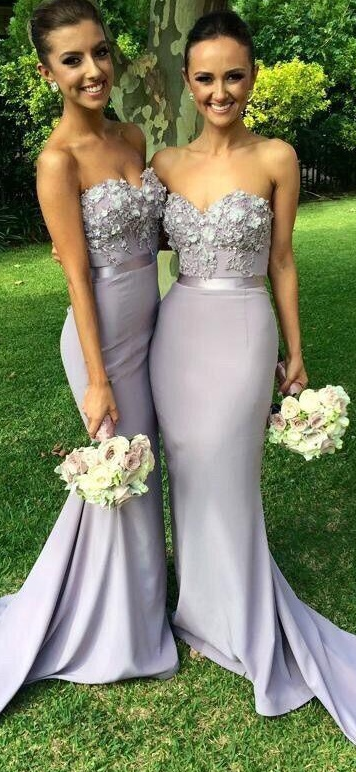 Gorgeous Mermaid Long Strapless Bridesmaid Dress with Appliques