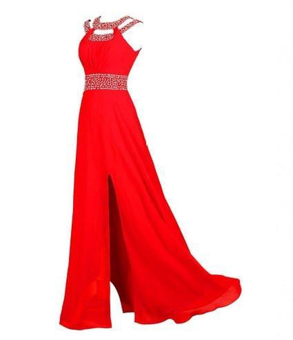 Beaded Bridesmaid Evening Party Prom Chiffon Gown Dress Prom Dresses RS538