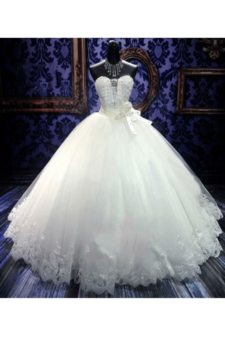 Ball Gown Sweetheart Tulle Wedding Dresses Strapless Wedding Gowns