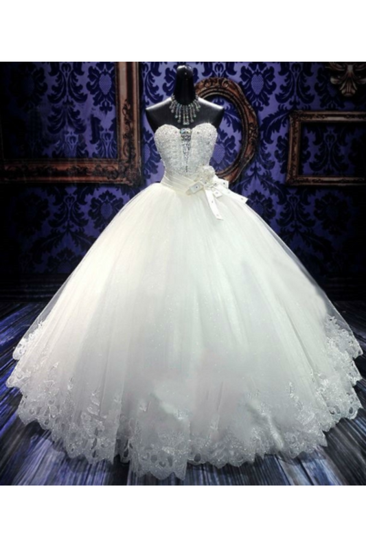 Ball Gown Sweetheart Tulle Wedding Dresses Strapless Wedding Gowns