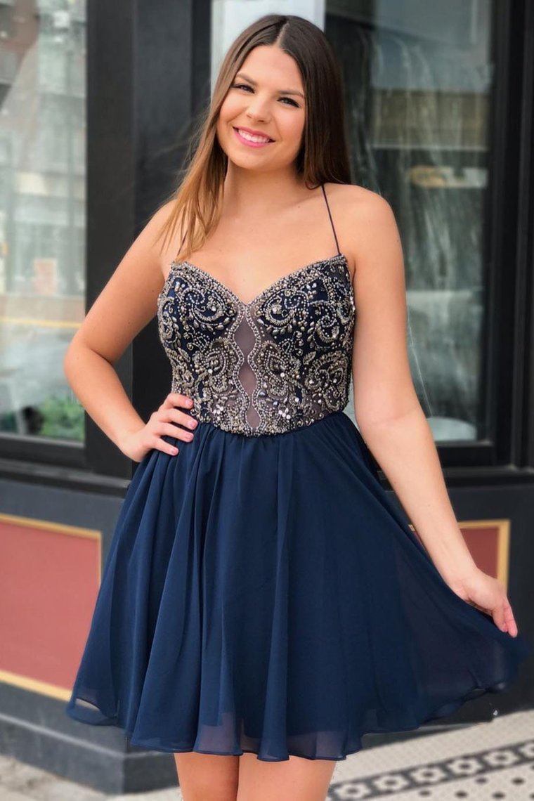 Plus Size Beading Chiffon Homecoming Dress Short/Mini Sweetheart