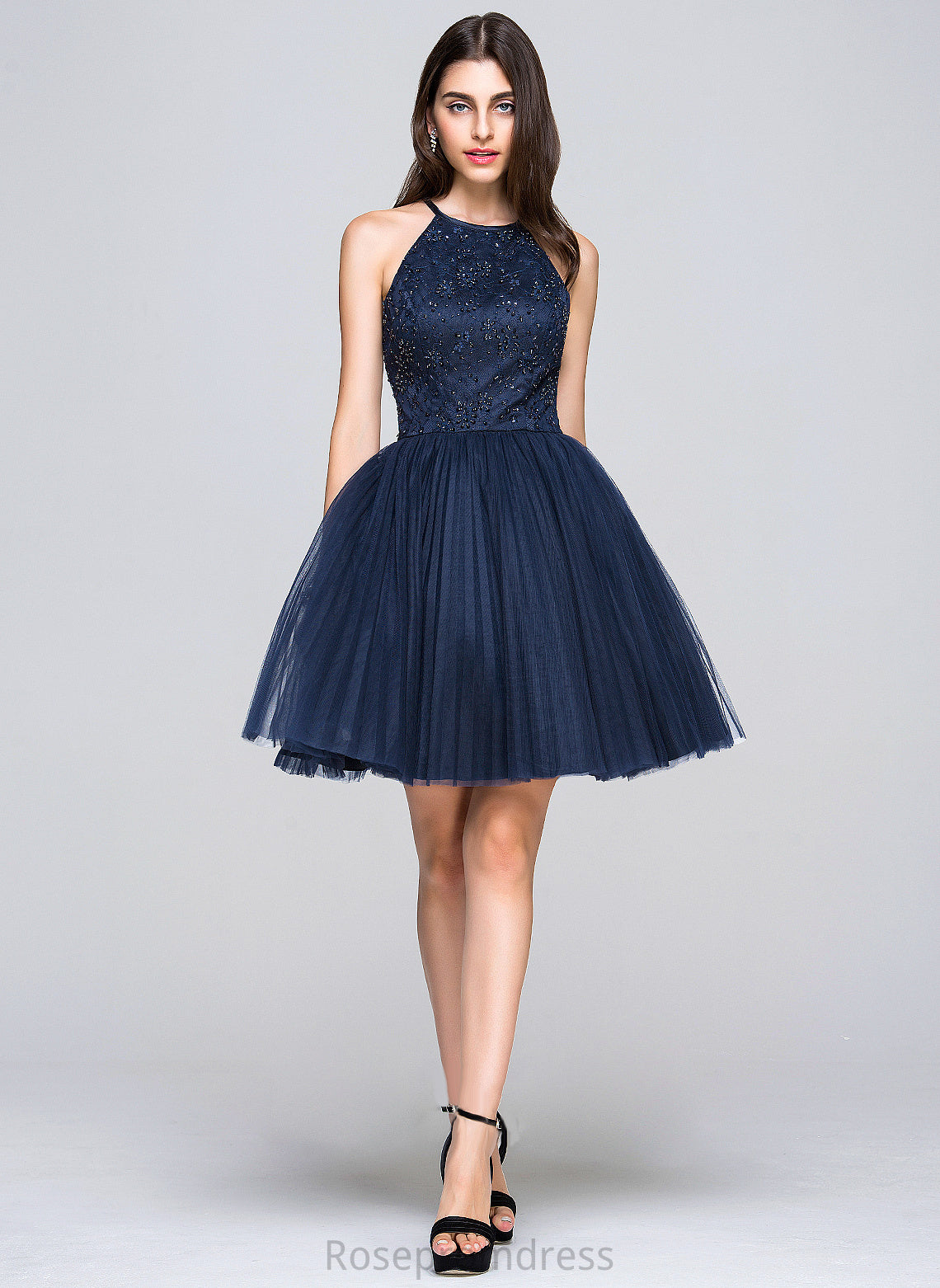 Short/Mini Prom Dresses Sequins Ashtyn Neck Scoop With Bow(s) A-Line/Princess Pleated Beading