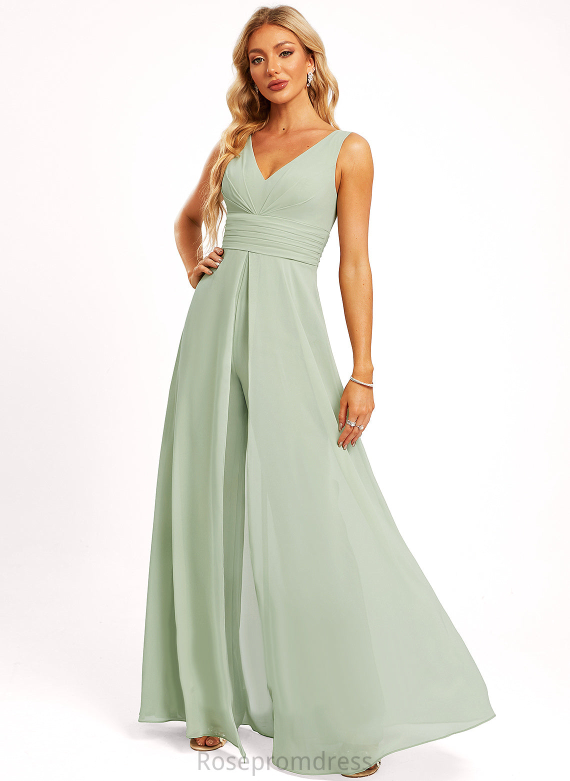 Embellishment Length Straps&Sleeves Neckline Sleeveless Floor-Length V-Neck Fabric Madalyn Floor Length A-Line/Princess Spaghetti Staps Bridesmaid Dresses