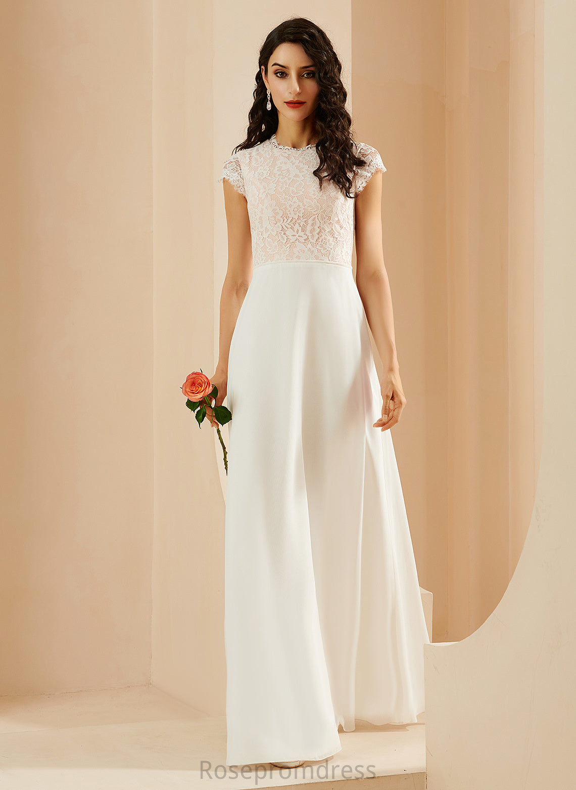 Scoop Neck Chiffon With Dress Tia Wedding Lace Floor-Length Wedding Dresses A-Line