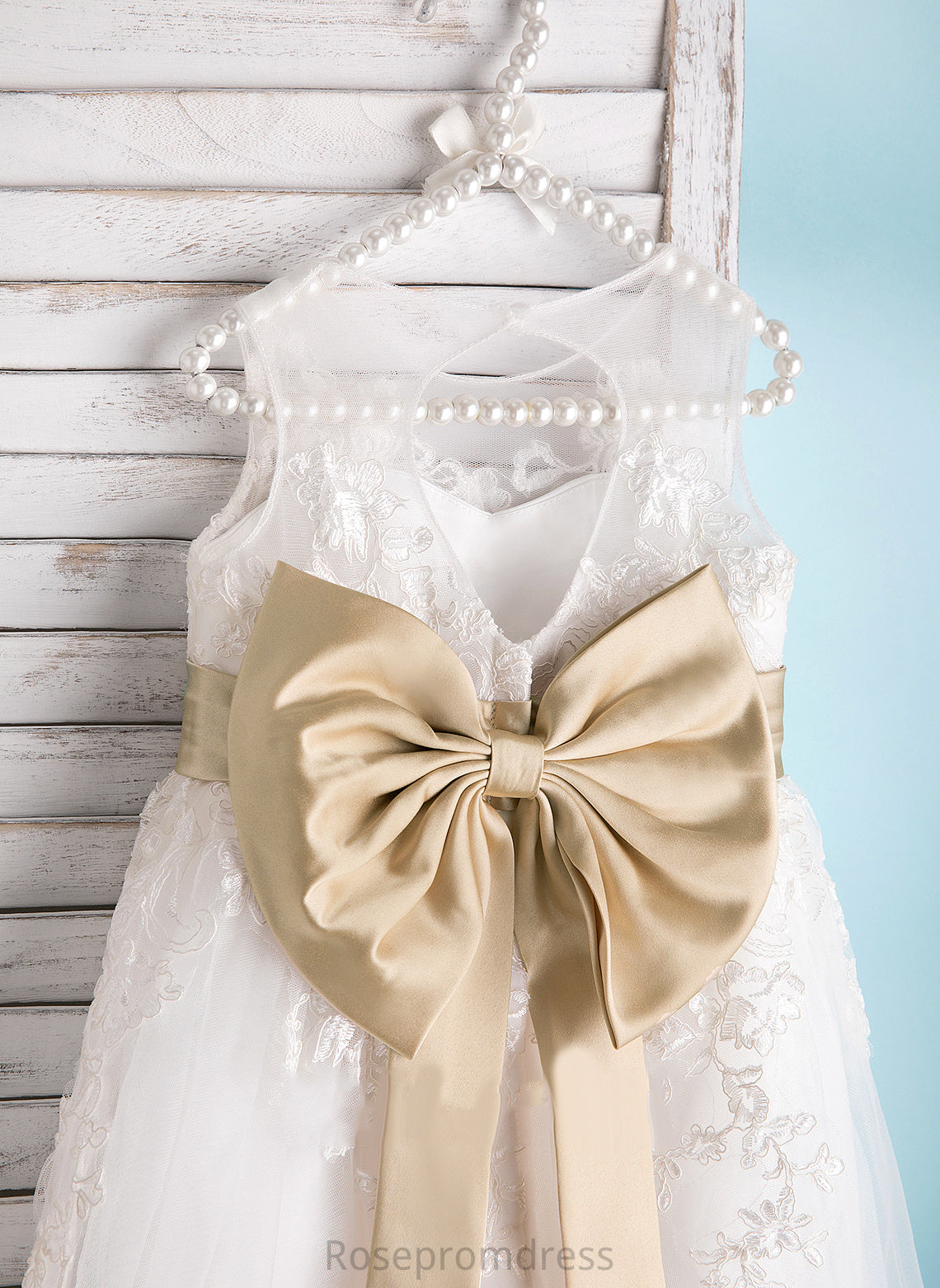 Dress Flower Satin/Tulle/Lace Scoop Tori Flower Girl Dresses Ankle-length Neck Sash/Bow(s) - Girl With A-Line/Princess Sleeveless