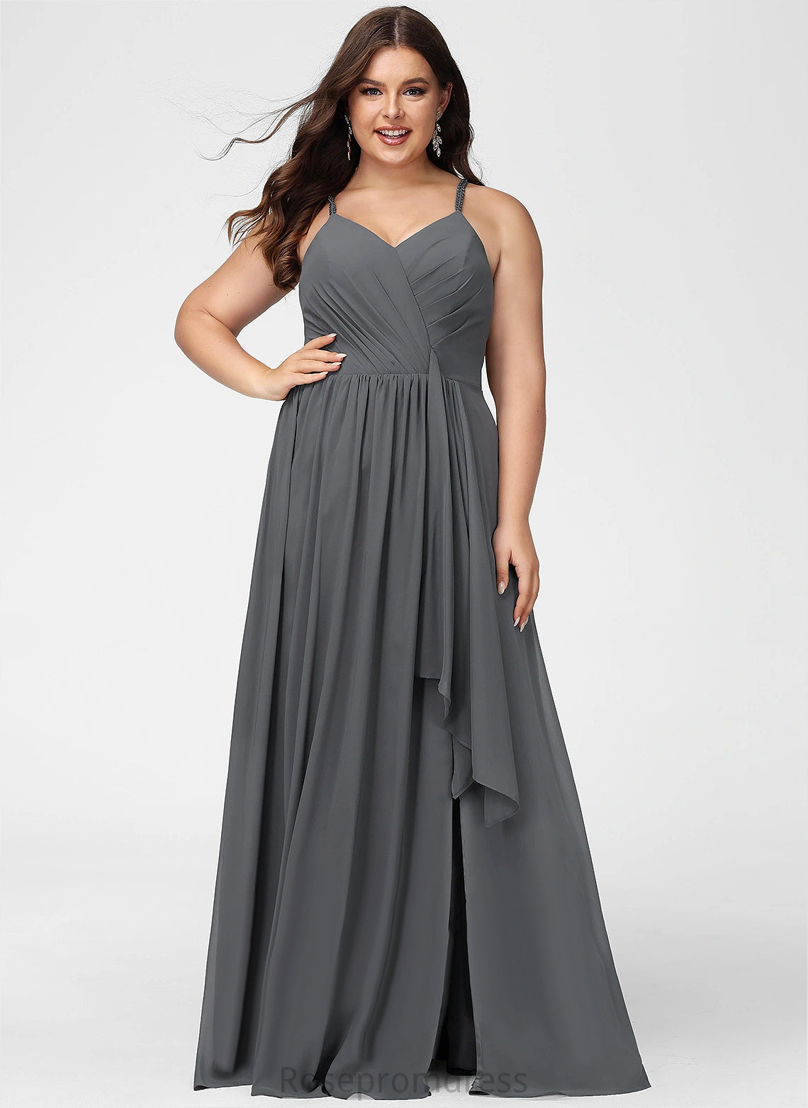 Silhouette Length Neckline Fabric Floor-Length Embellishment Beading A-line Ruffle Nora Bridesmaid Dresses