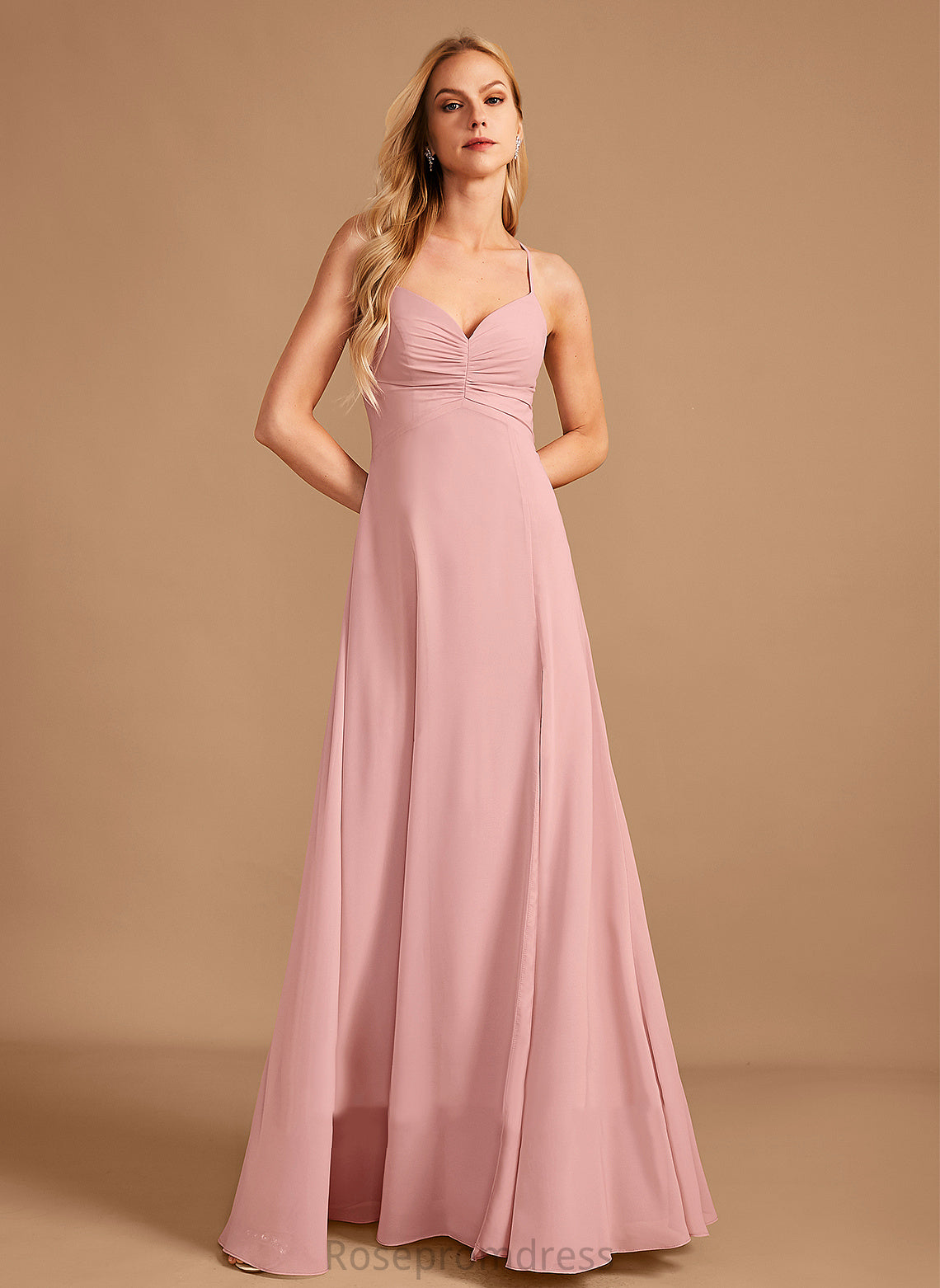 Floor-Length Fabric Embellishment SplitFront Length Silhouette Neckline A-Line V-neck Nell A-Line/Princess Straps Bridesmaid Dresses